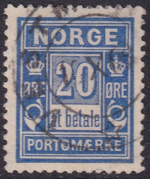 Portomerke 12Y. 20 øre ultramarin
