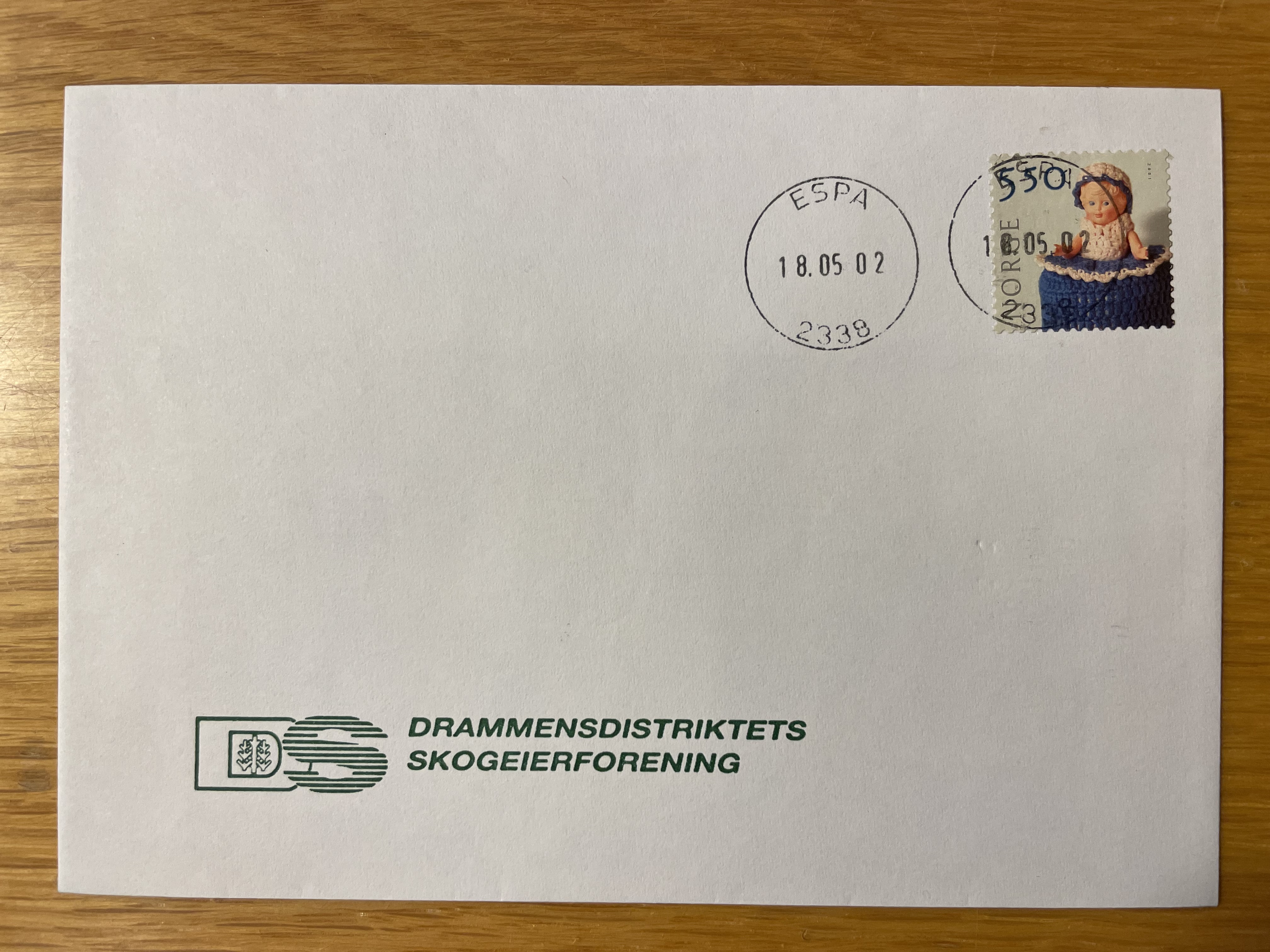 2338 Espa 18.05.02 ( stemplet før nedleggelse av postkontoret )
