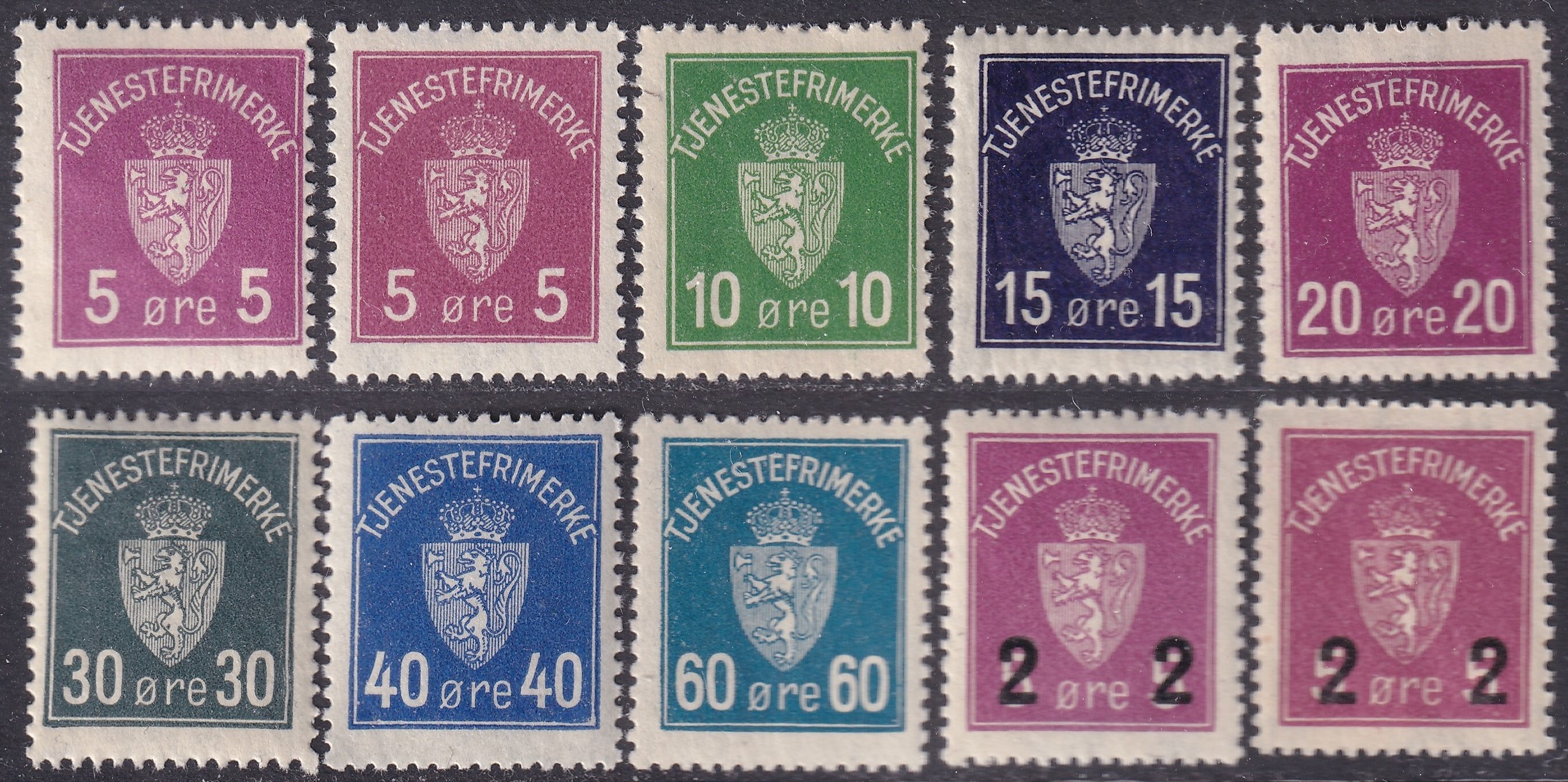 Tjenestemerker 1926-29 **
