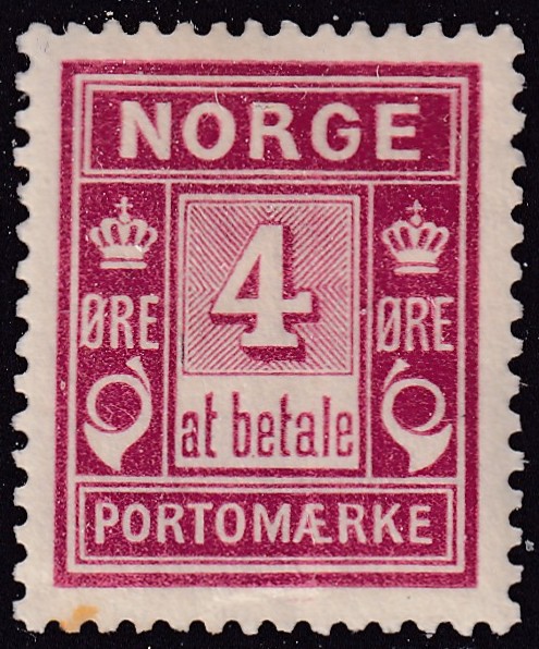 Portomerke 9Yb. 4 øre lilla *