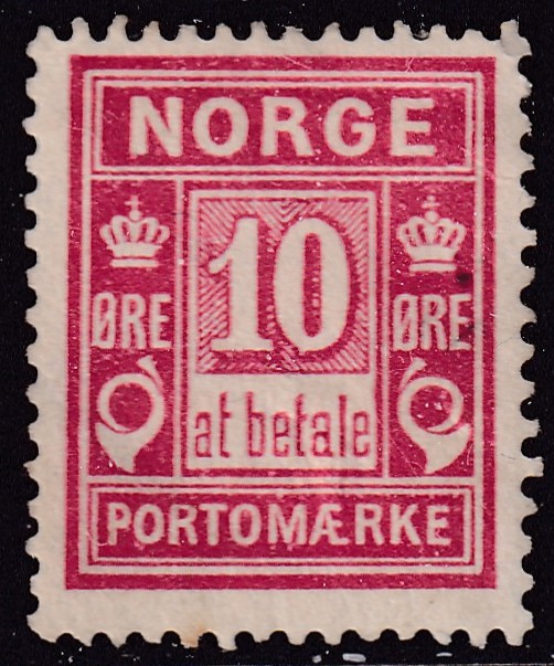 Portomerke 10. 10 øre karmin */ (*)