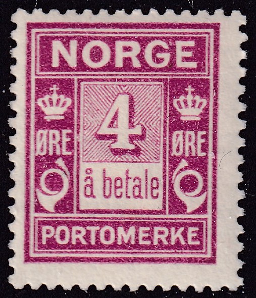 Portomerke 13. 4 øre lilla «å betale» *