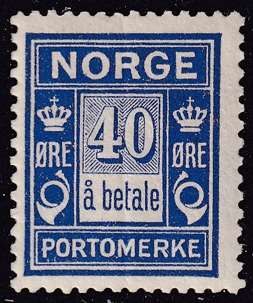 Portomerke 15. 40 øre blå «å betale» **