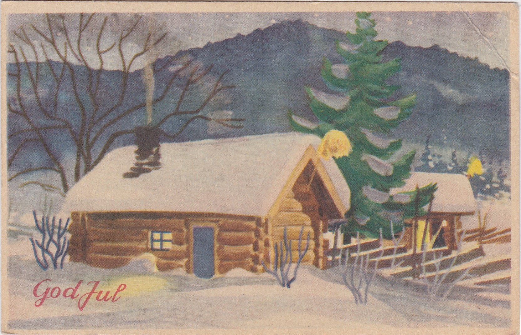 Jørgen Thorsrud-En kald vinterdag og folket er inne og fyrer i ovnen 1949
