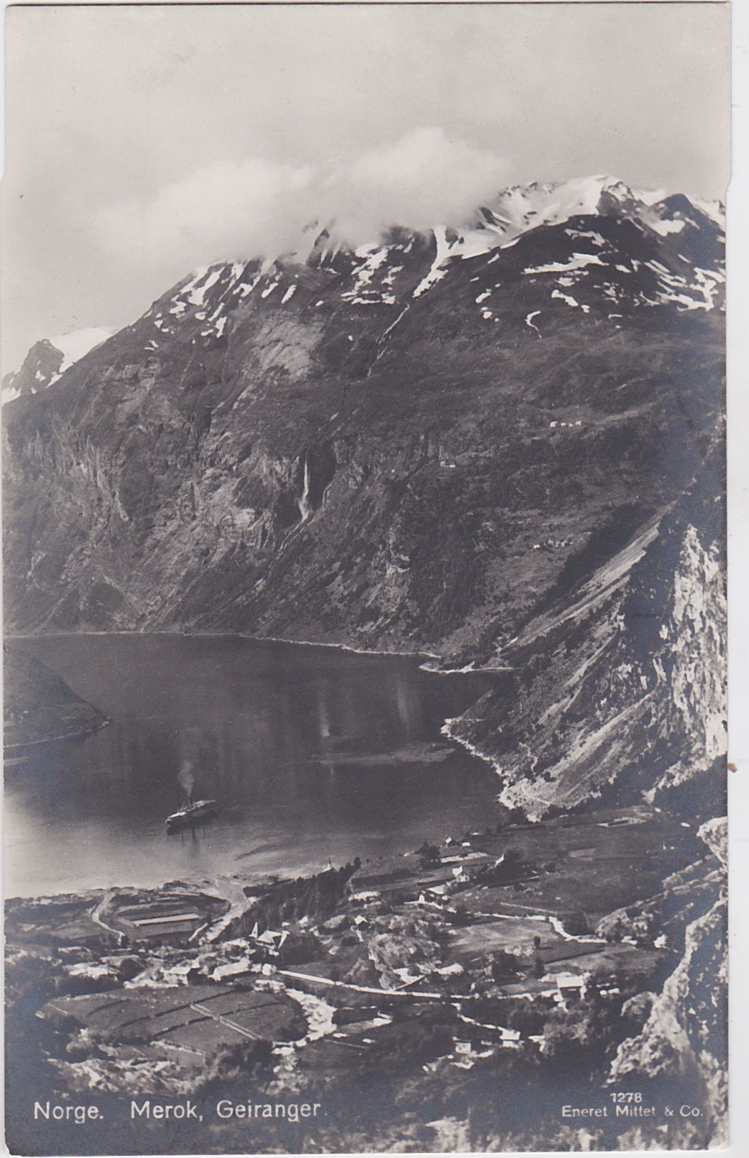 Merok Geiranger Fjorden Skip Sett fra oven Ubrukt Mittet