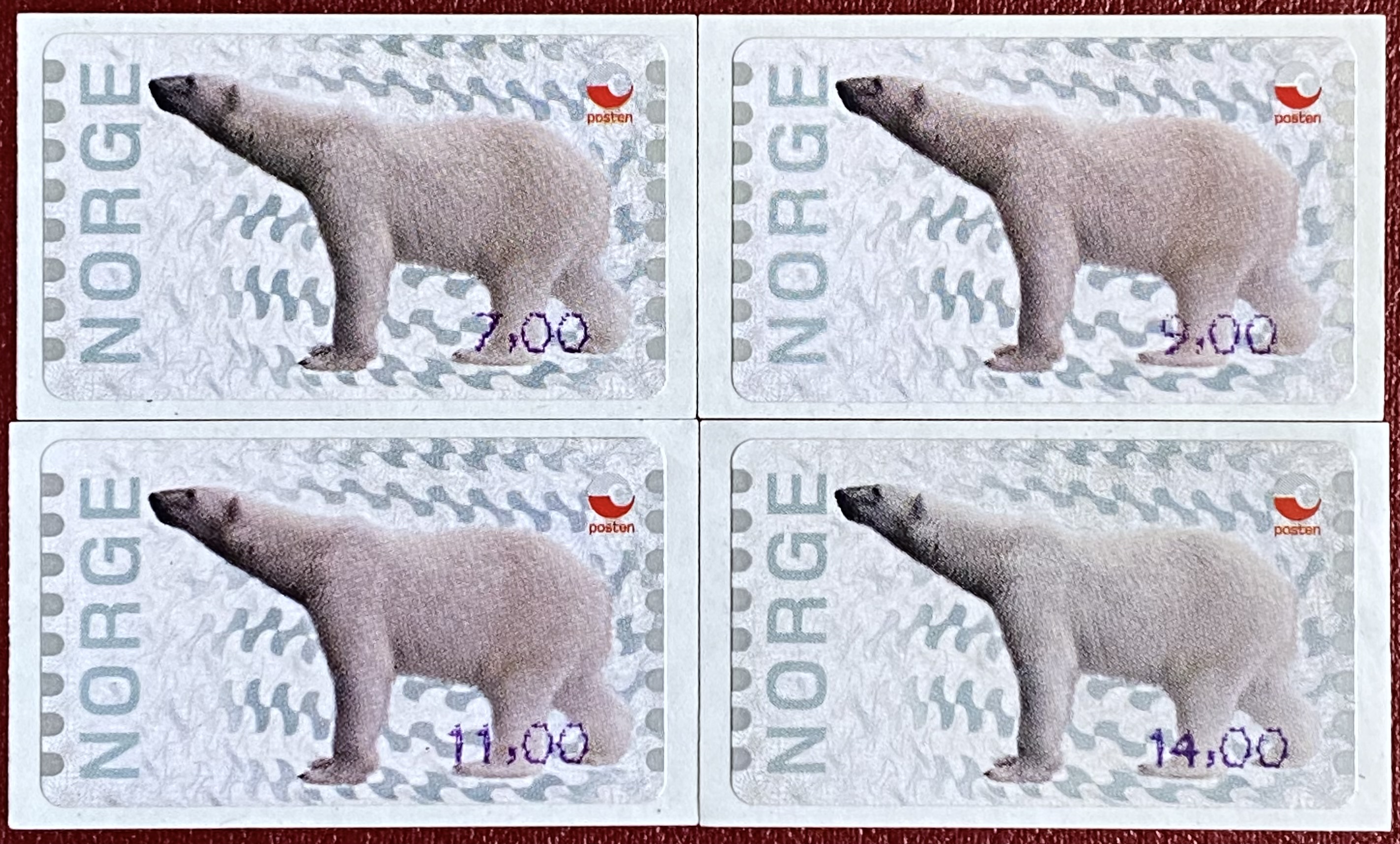 4 Stk Automatmerker Isbjørner ** Postfrisk