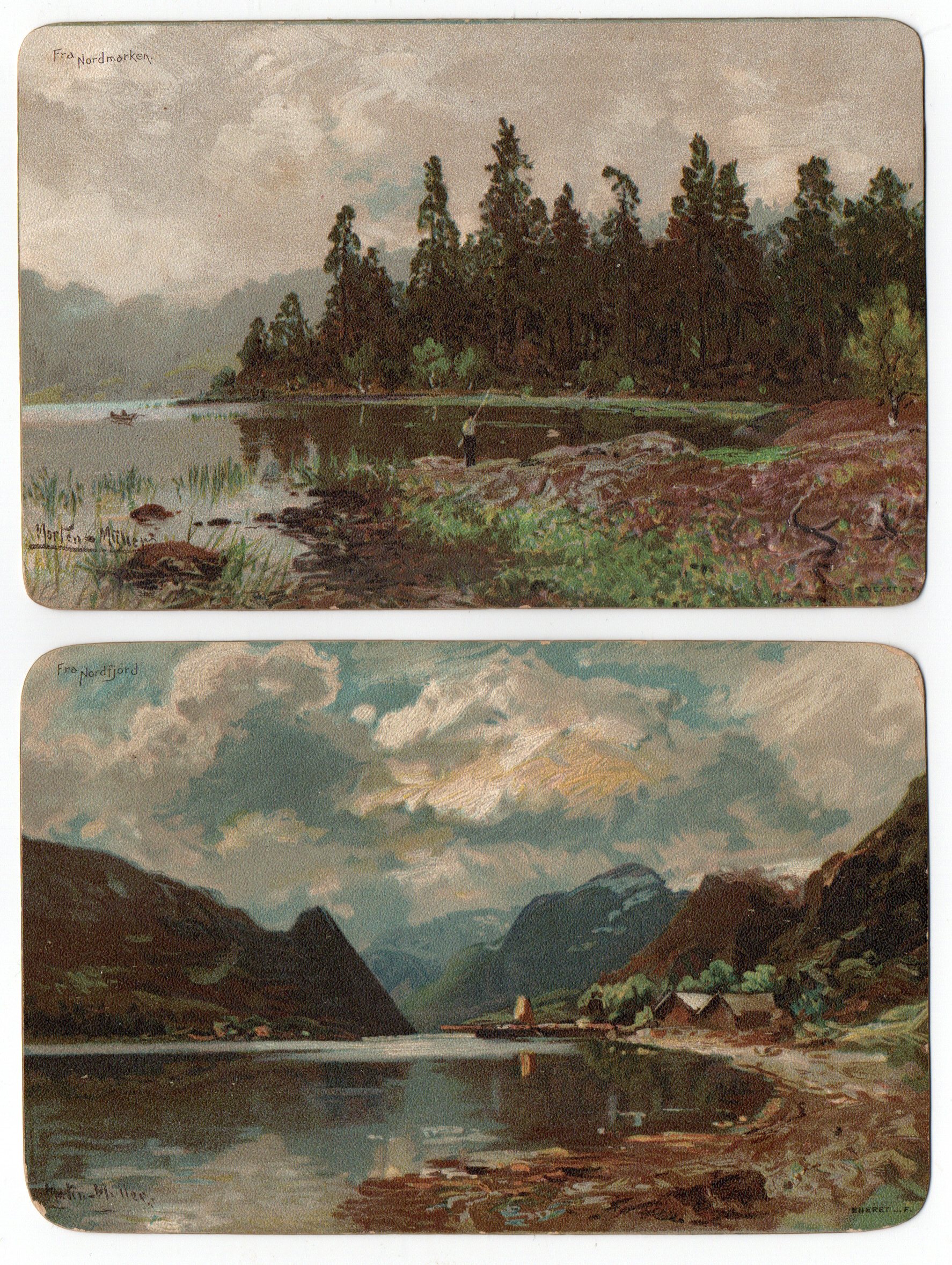 Morten Muller. Kartongkort med postkarte bakside