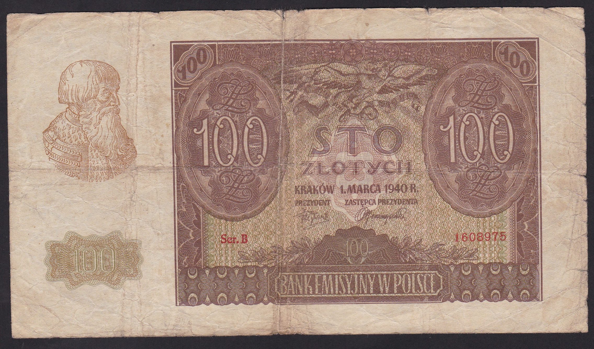 Poland. 1940 . 100 Zlotych