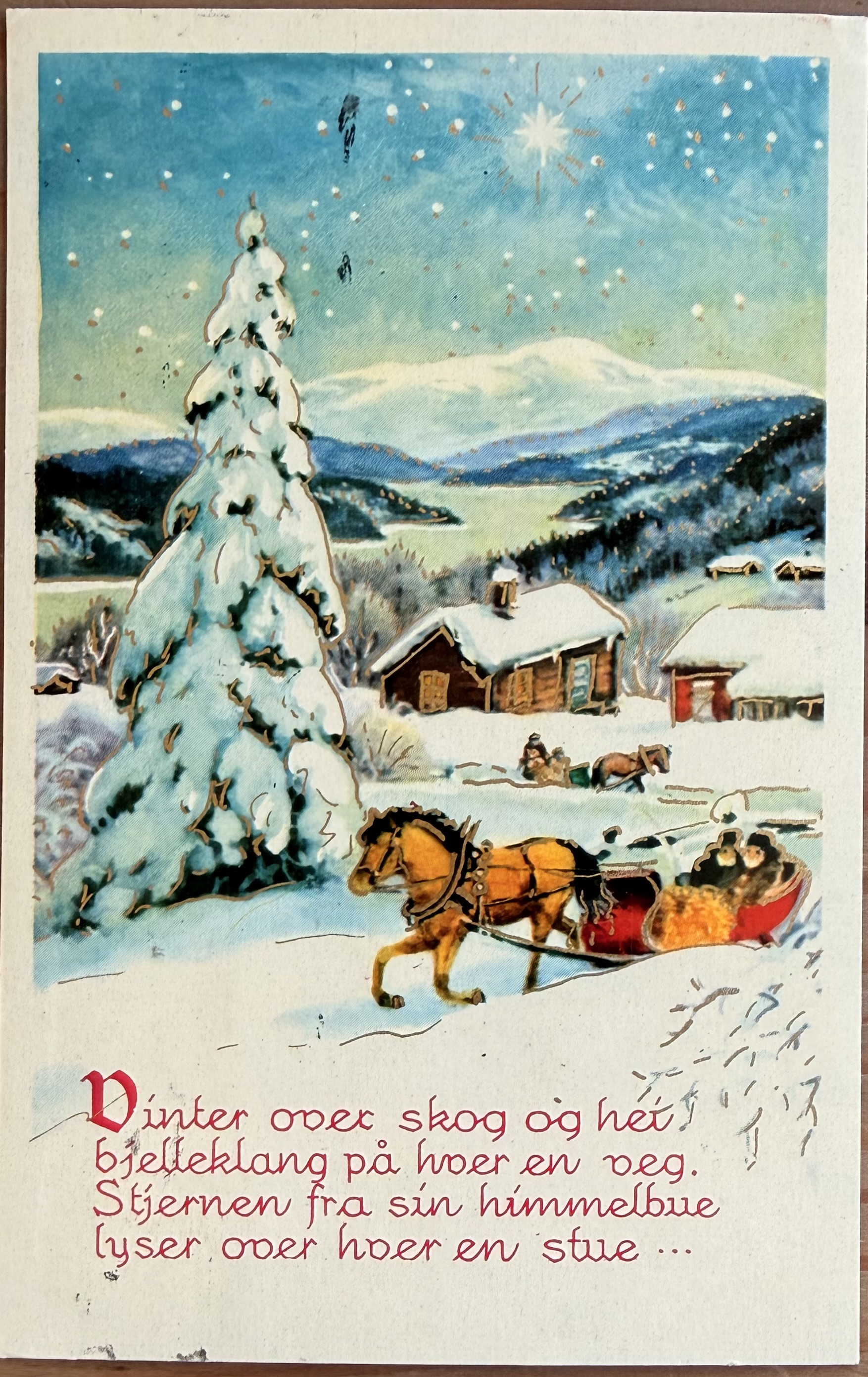 Hest og slede, tekst, Mittet 5522, Oslo-55