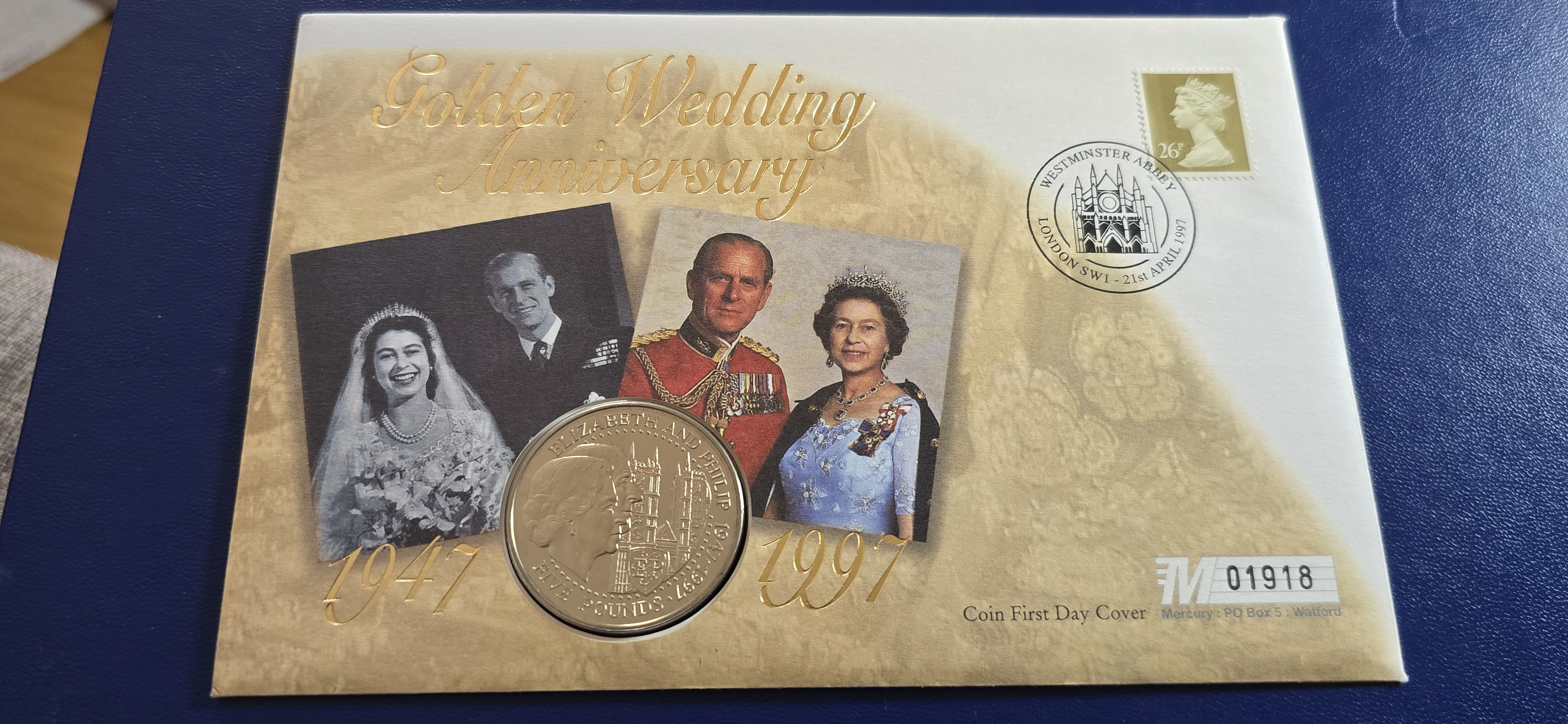 MYNTBREV GUERNSEY 5£ Golden Wedding 1997