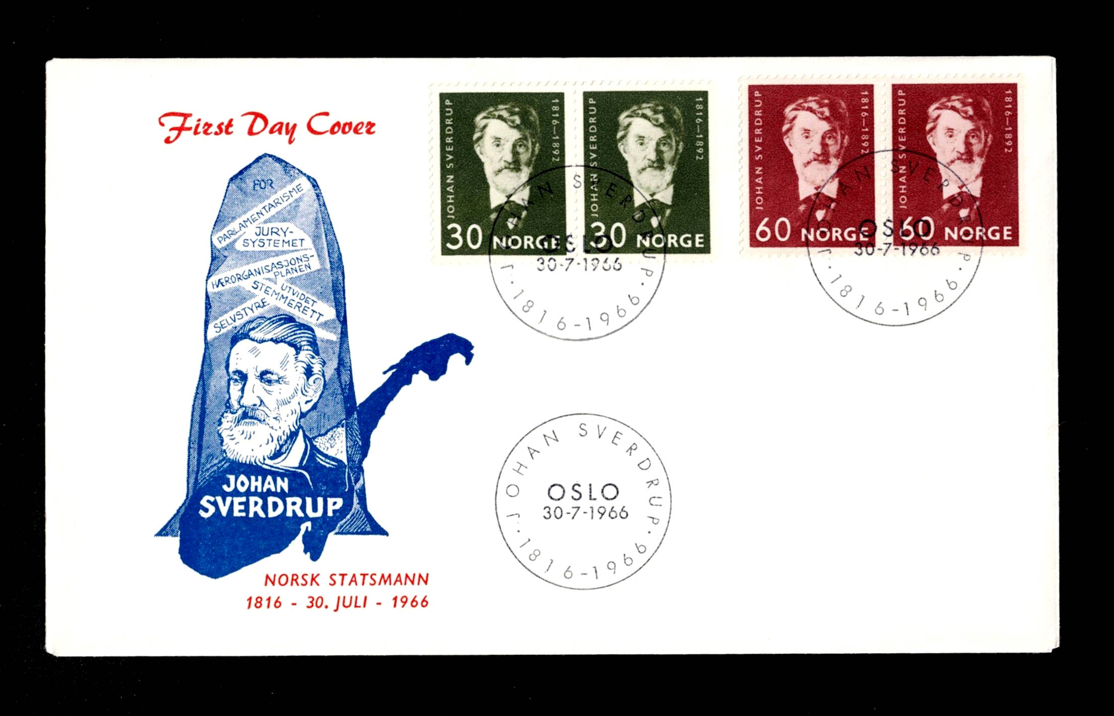 FDC 1966 NK579-580 Sverdrup uvanlig frankering