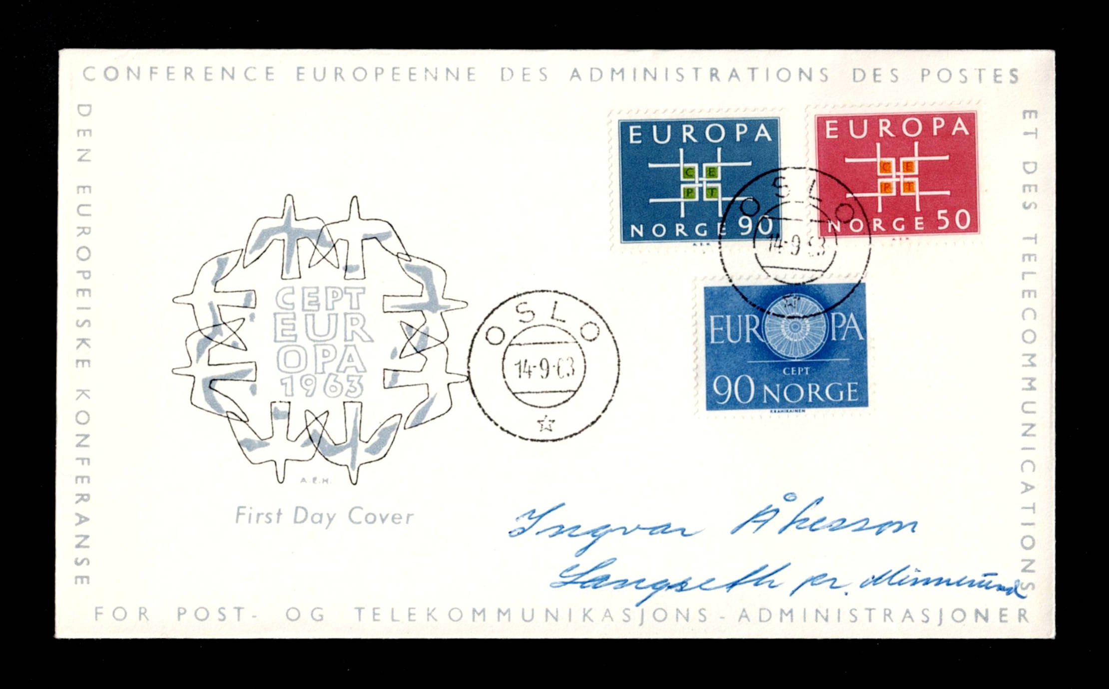 FDC 1963 NK540-541 Europa III uvanlig frankering