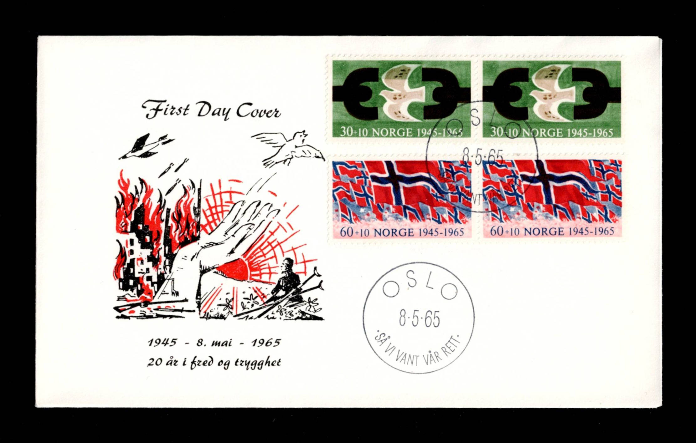 FDC 1965 NK562-563 Frigjøring uvanlig frankering