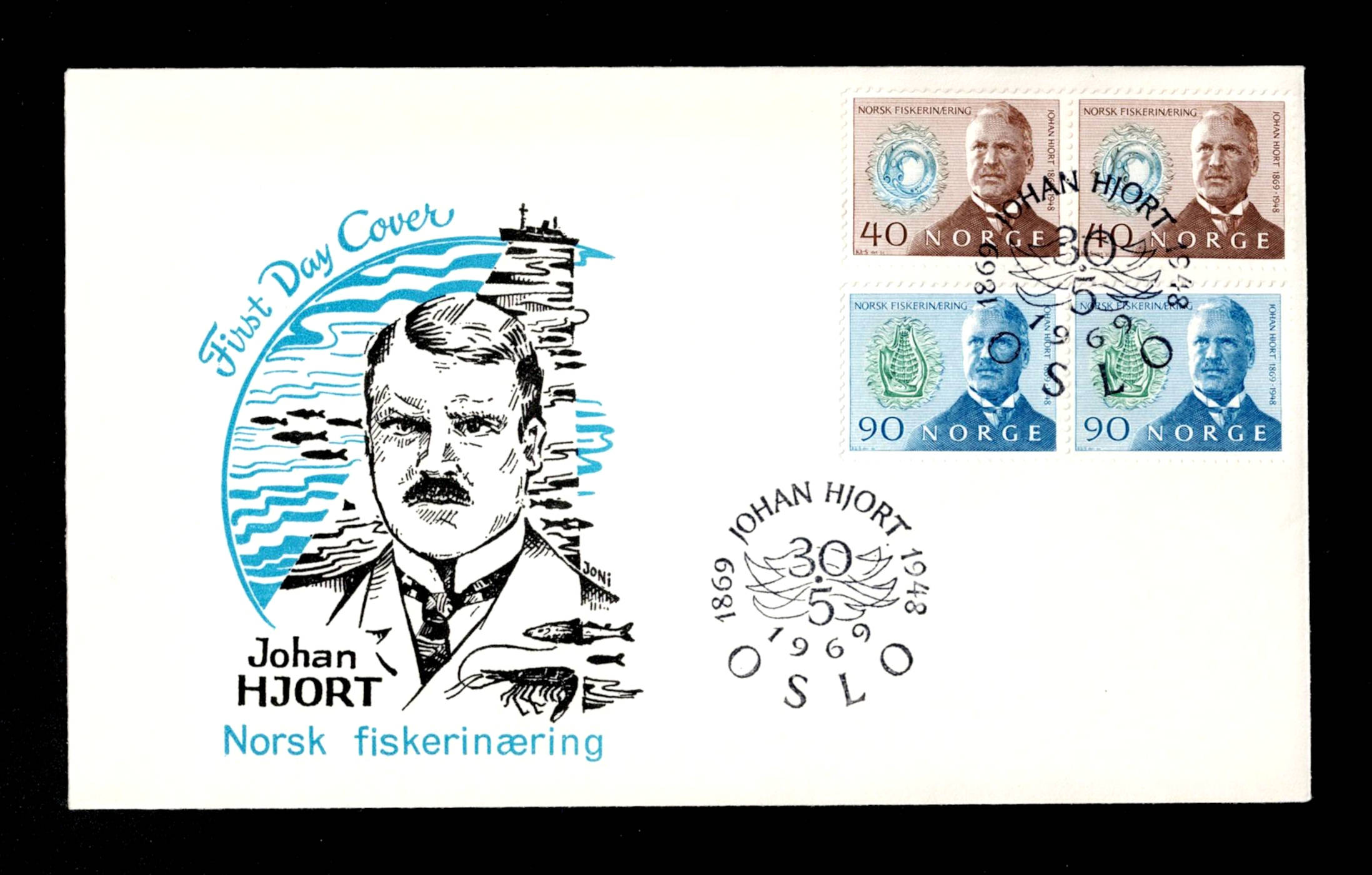 FDC 1969 NK628-629 HJORT uvanlig frankering
