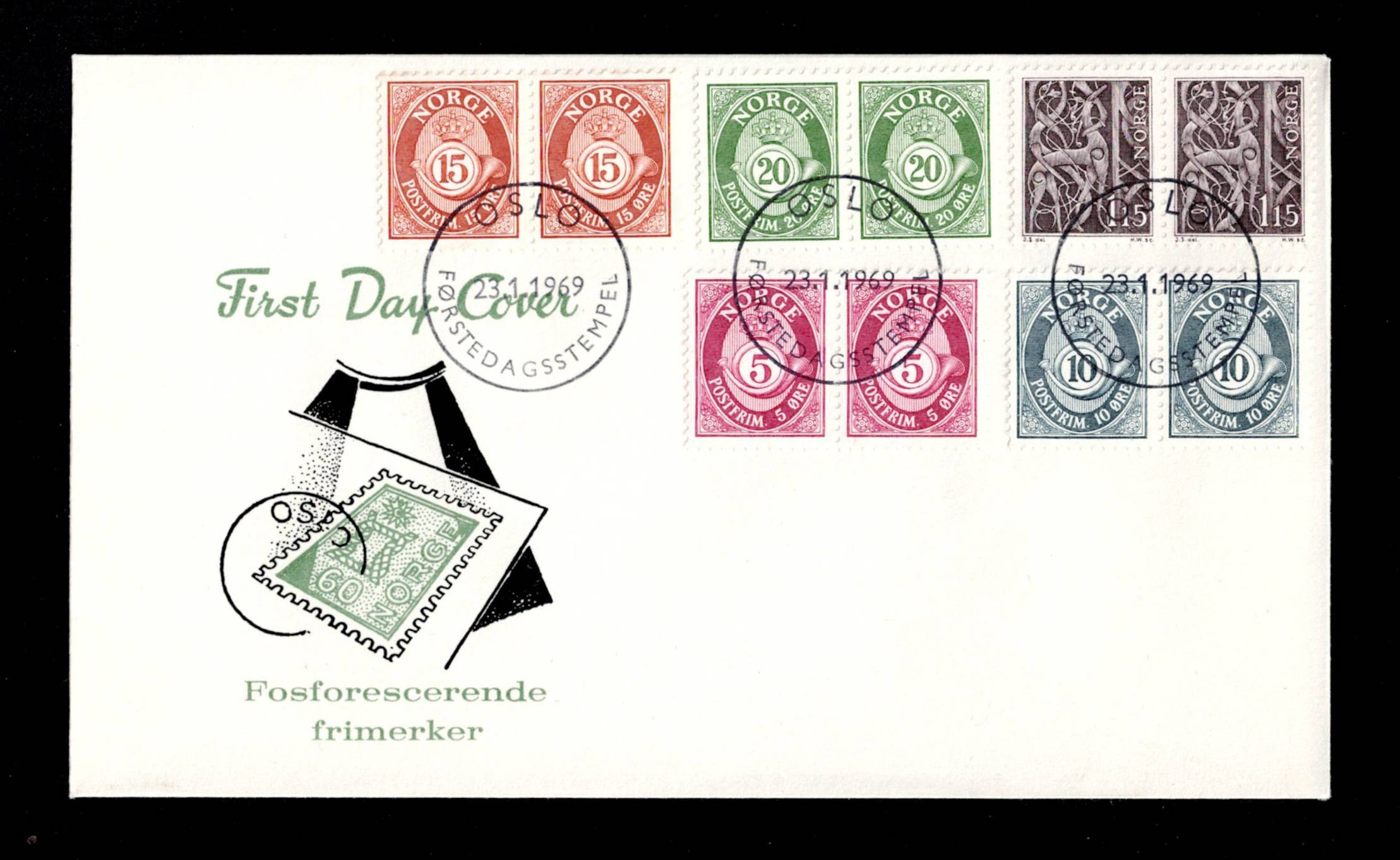 FDC 1969 NK617-621 Bruksmerker uvanlig frankering