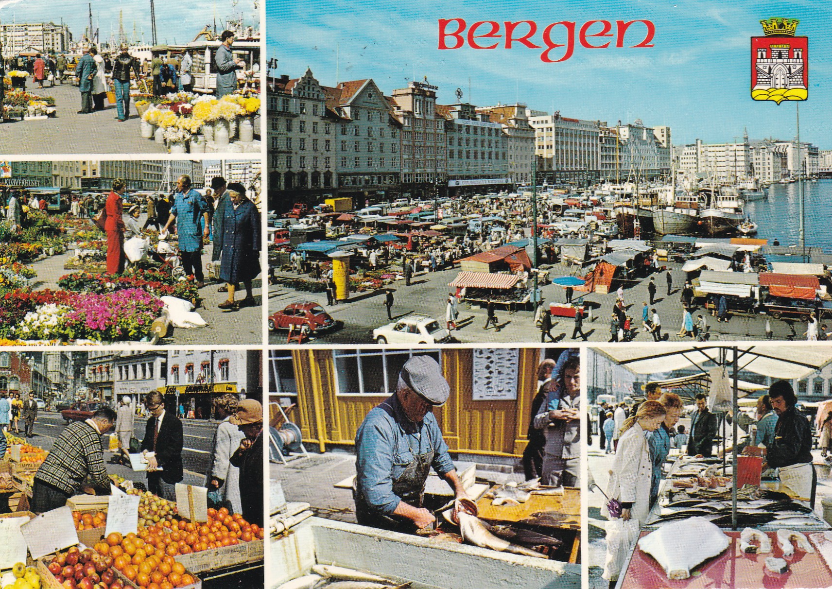 Bergen. torvet. 6-bilders ( Aune M-7714-6)
