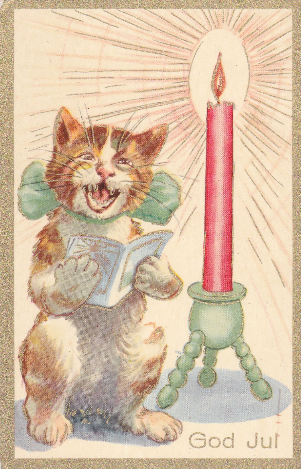 God Jul - Katt med bok ( Norsk arbeide 32/54)