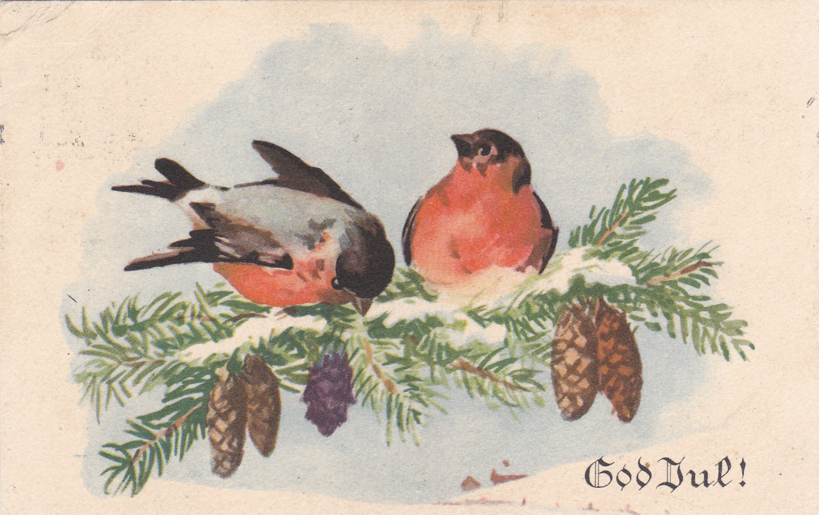 God Jul - fugler på gren ( Oppi 423)