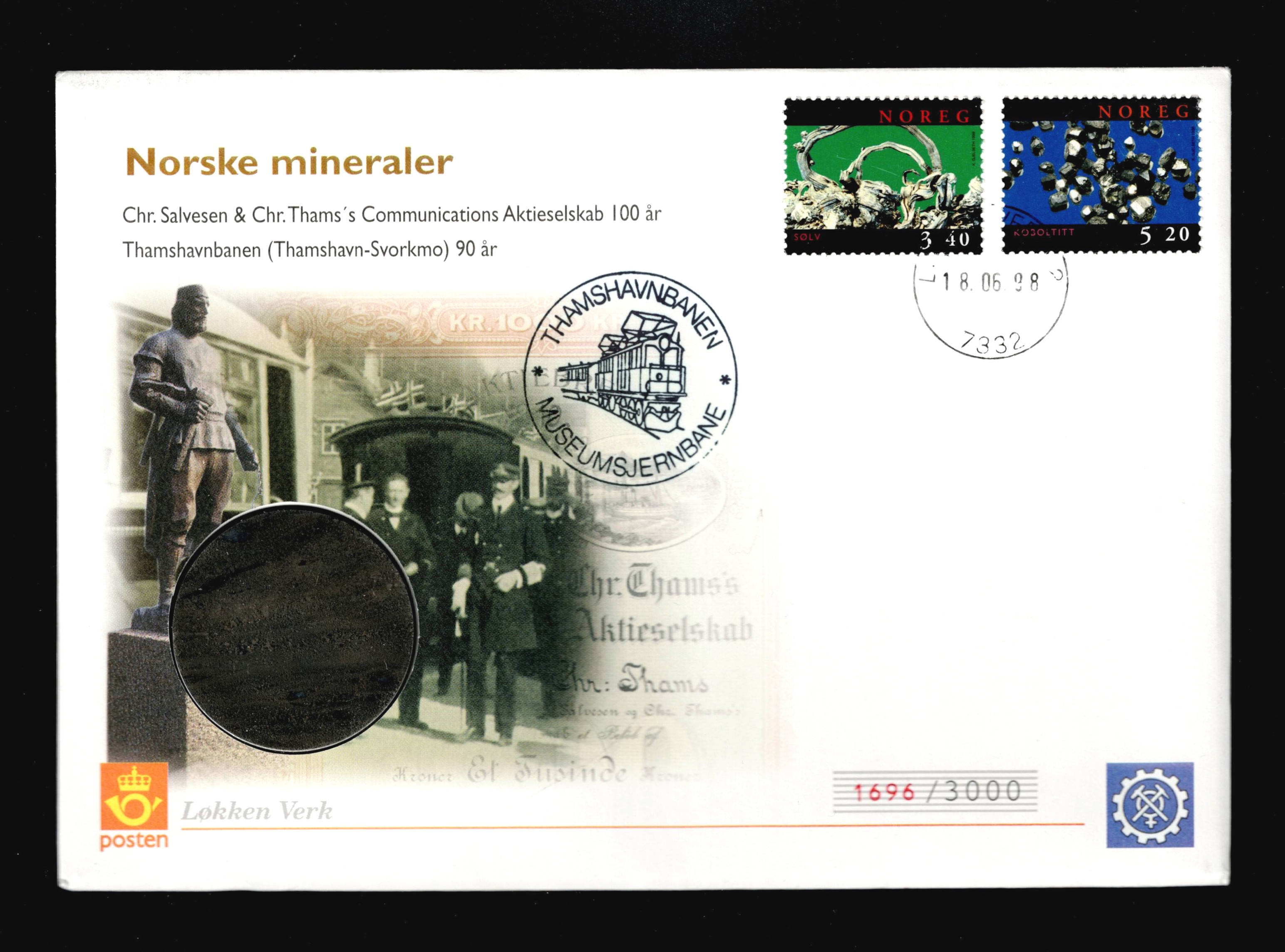 FDC 1998 NK1334-35 Løkken Verk vignet Thamsbanen