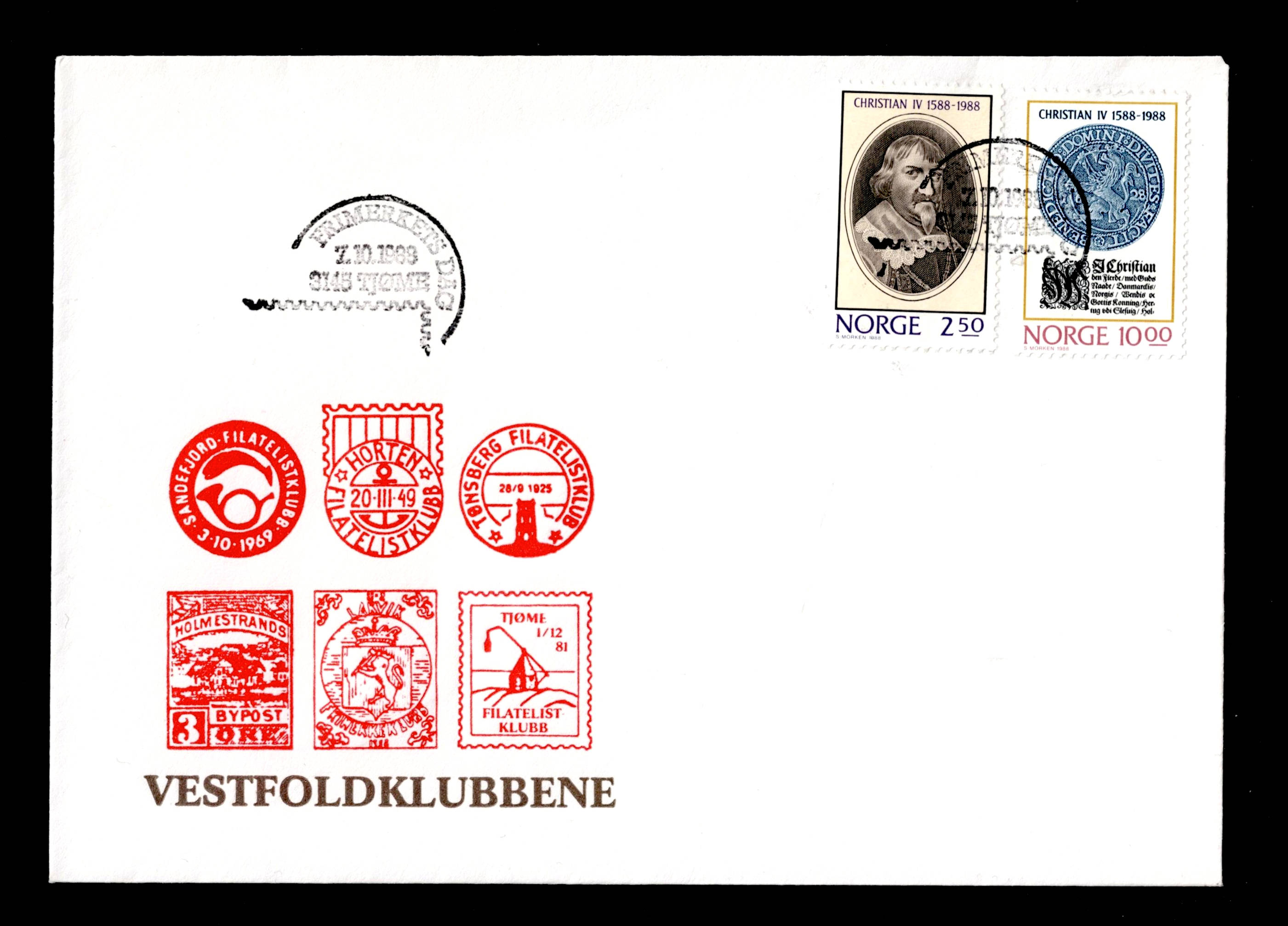 FDC 1988 NK1050-51 TJØME vignet Vestfoldklubbene