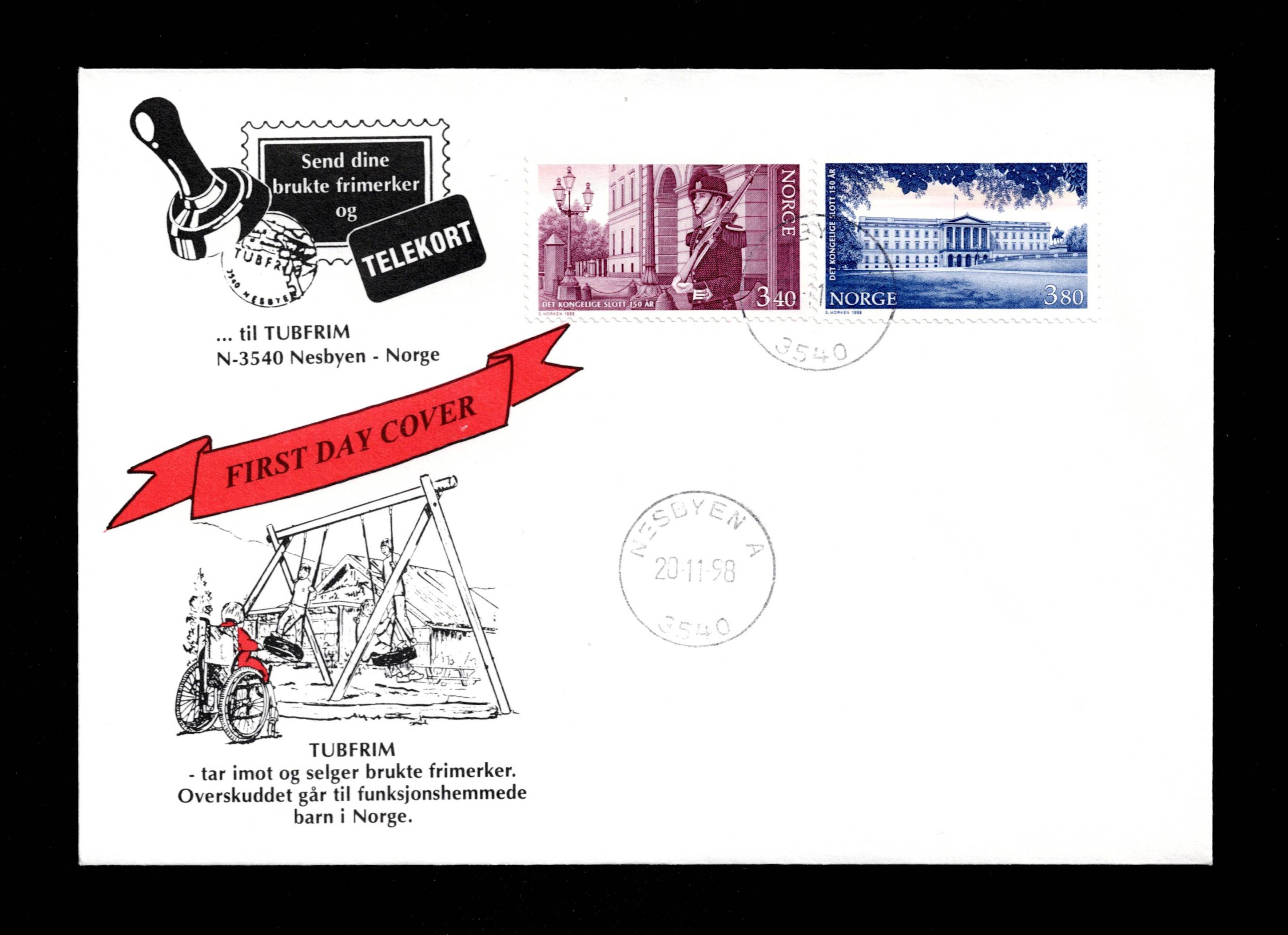 FDC 1998 NK1344-45 NESBYEN vignet Tubfrim