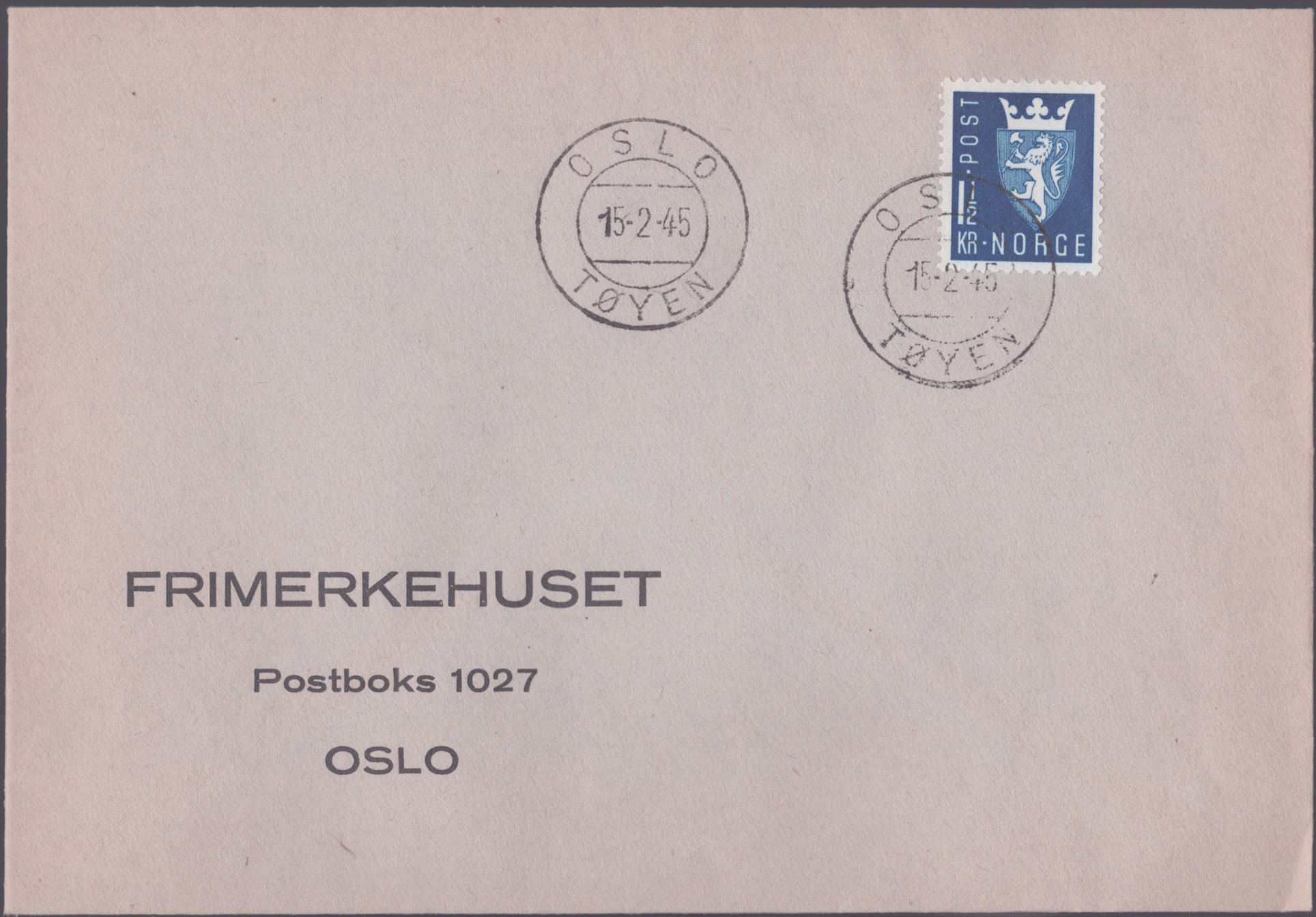 FDC 1945 NK330 tekstvignett 5 Oslo