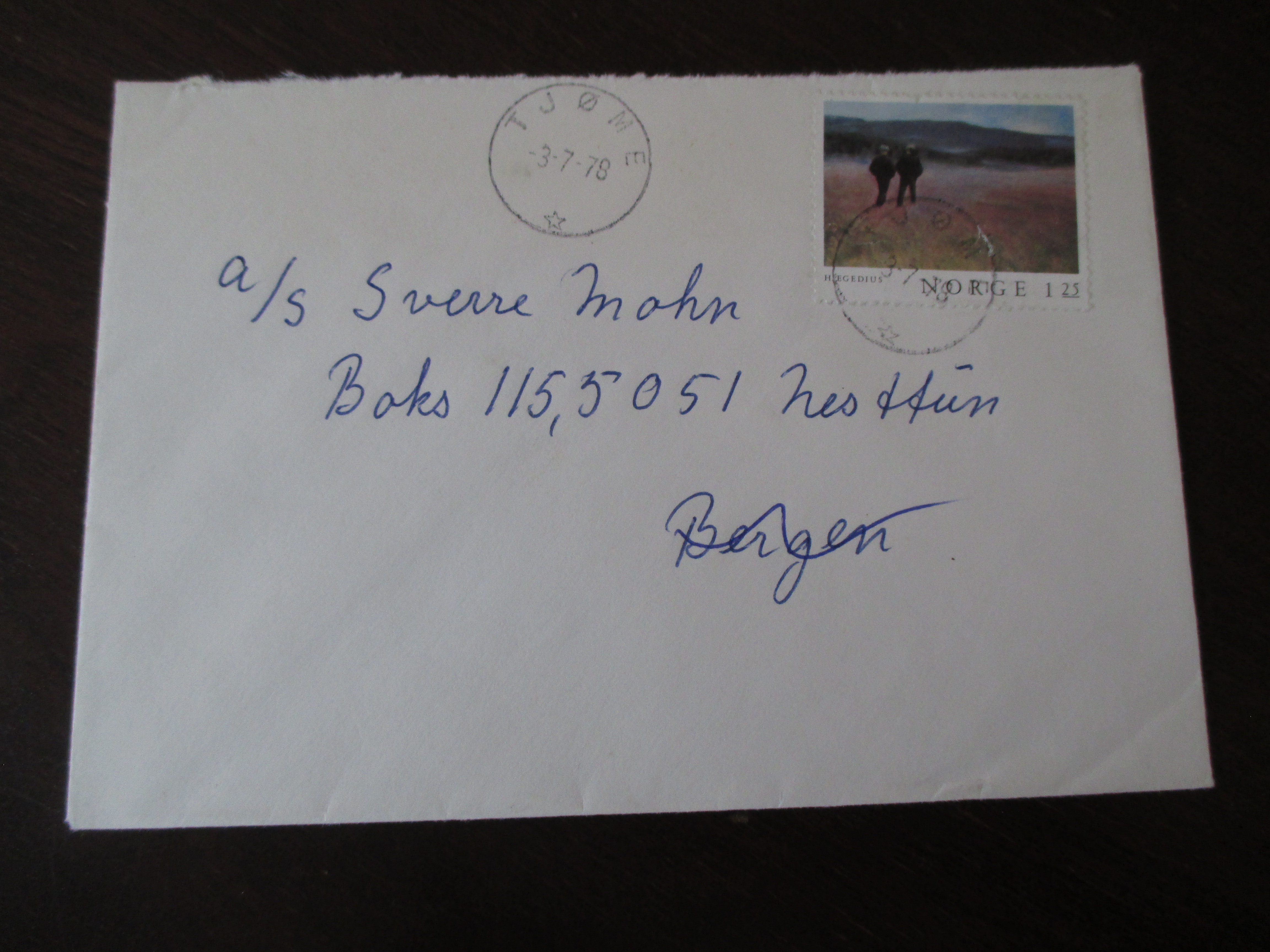 Brev st. Tjøme 03.07.1978. (I22-stjerne)