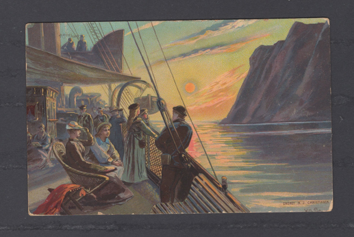 Båtmotiv-kartongkort datert 1902