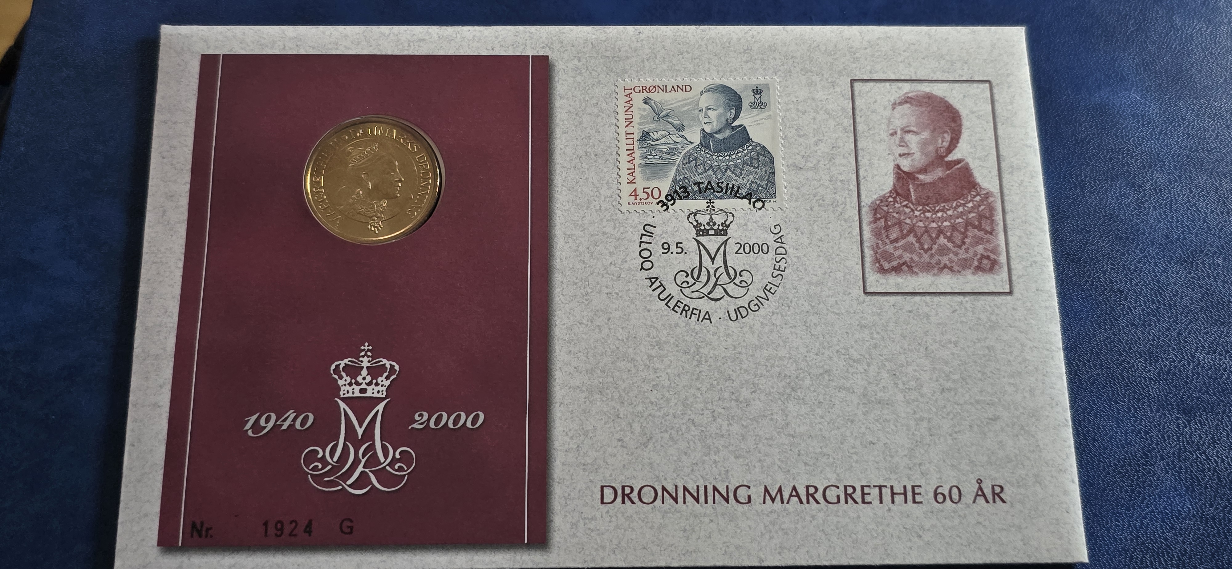 MYNTBREV DANMARK 20,- MARGRETHE 60ÅR 2000 GRØNLAND