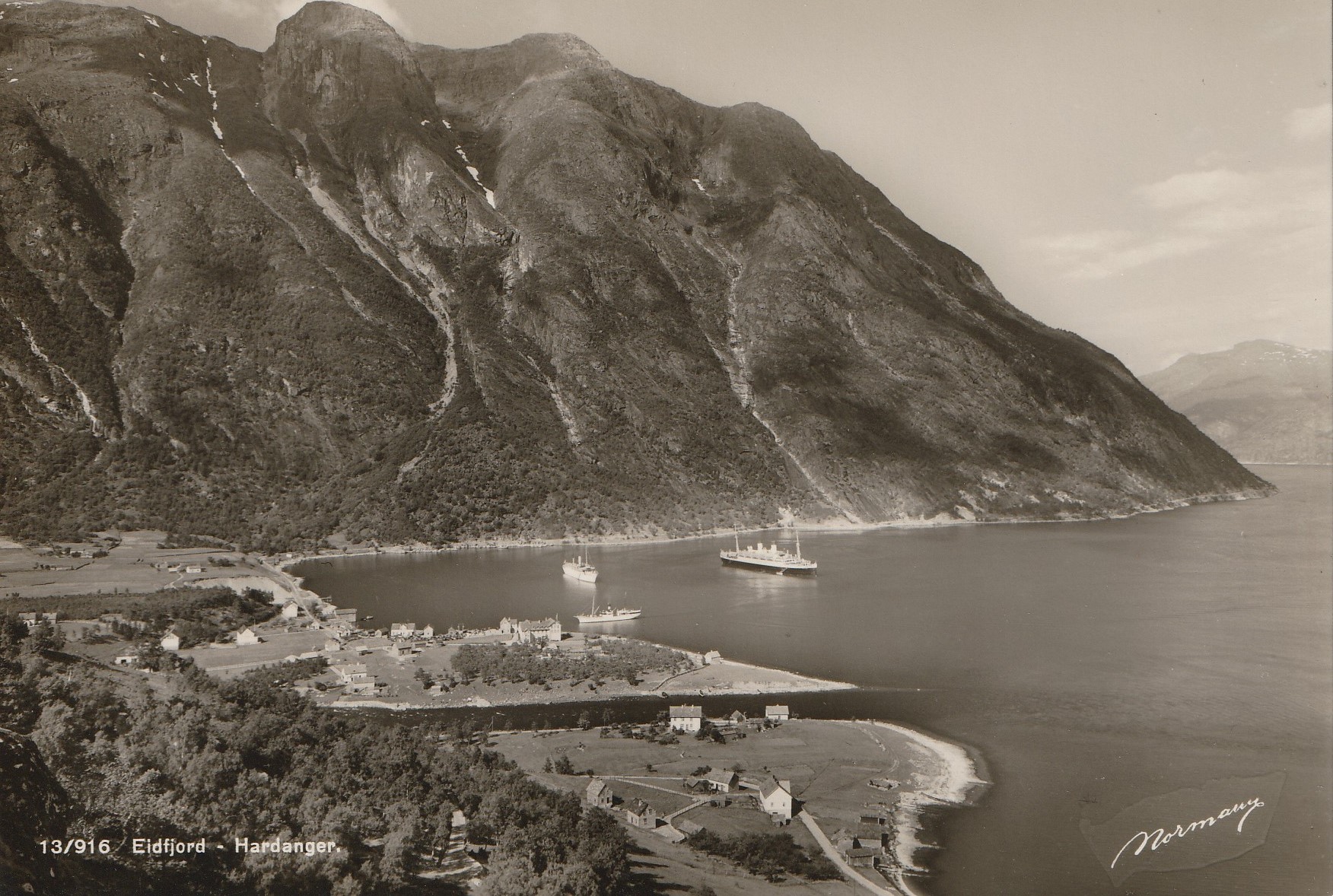 Eldre kort fra Eidfjord - Hardanger . Normann 13/916