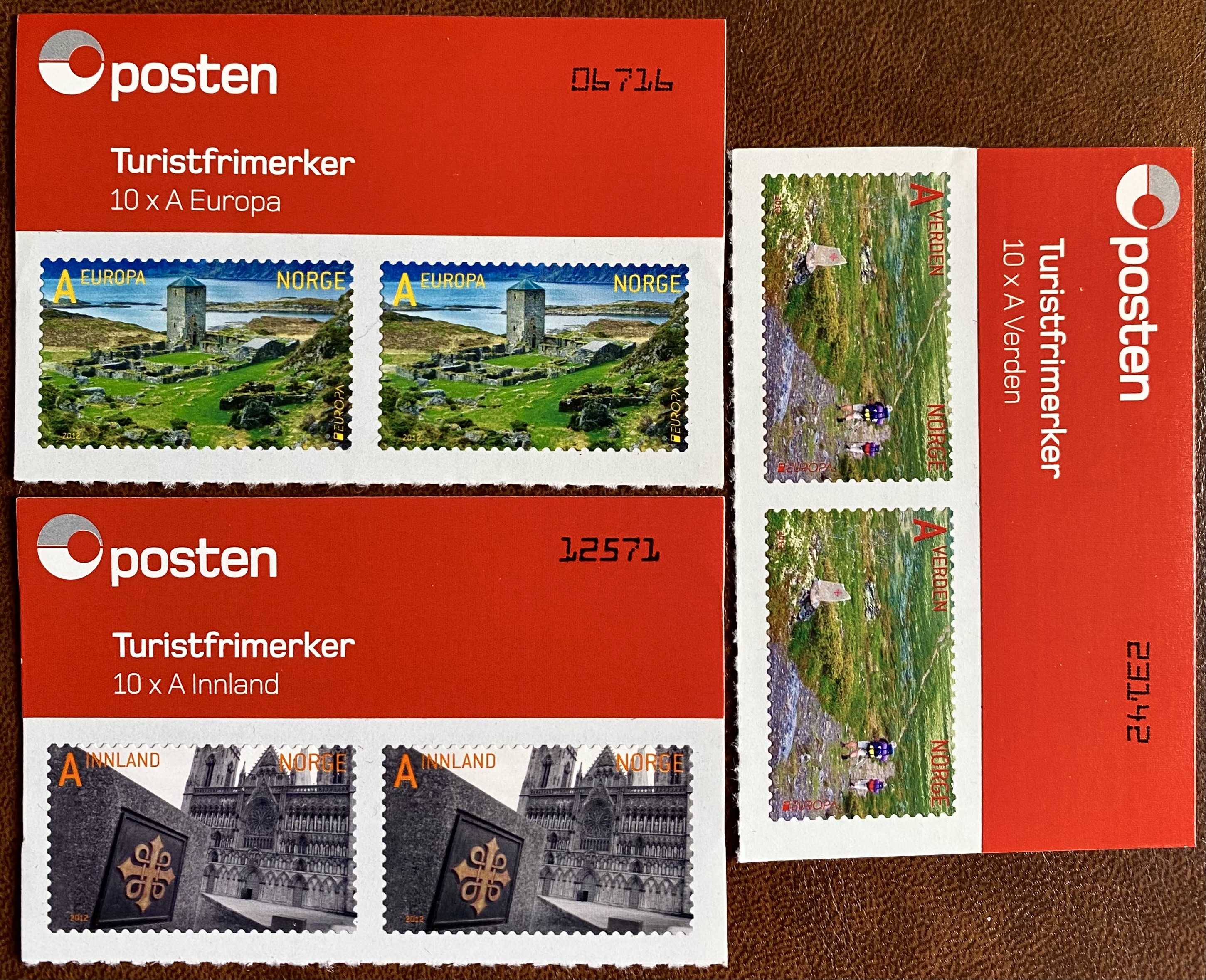 6 Turistmerker År 2012 ** Postfrisk med topp fra hefte