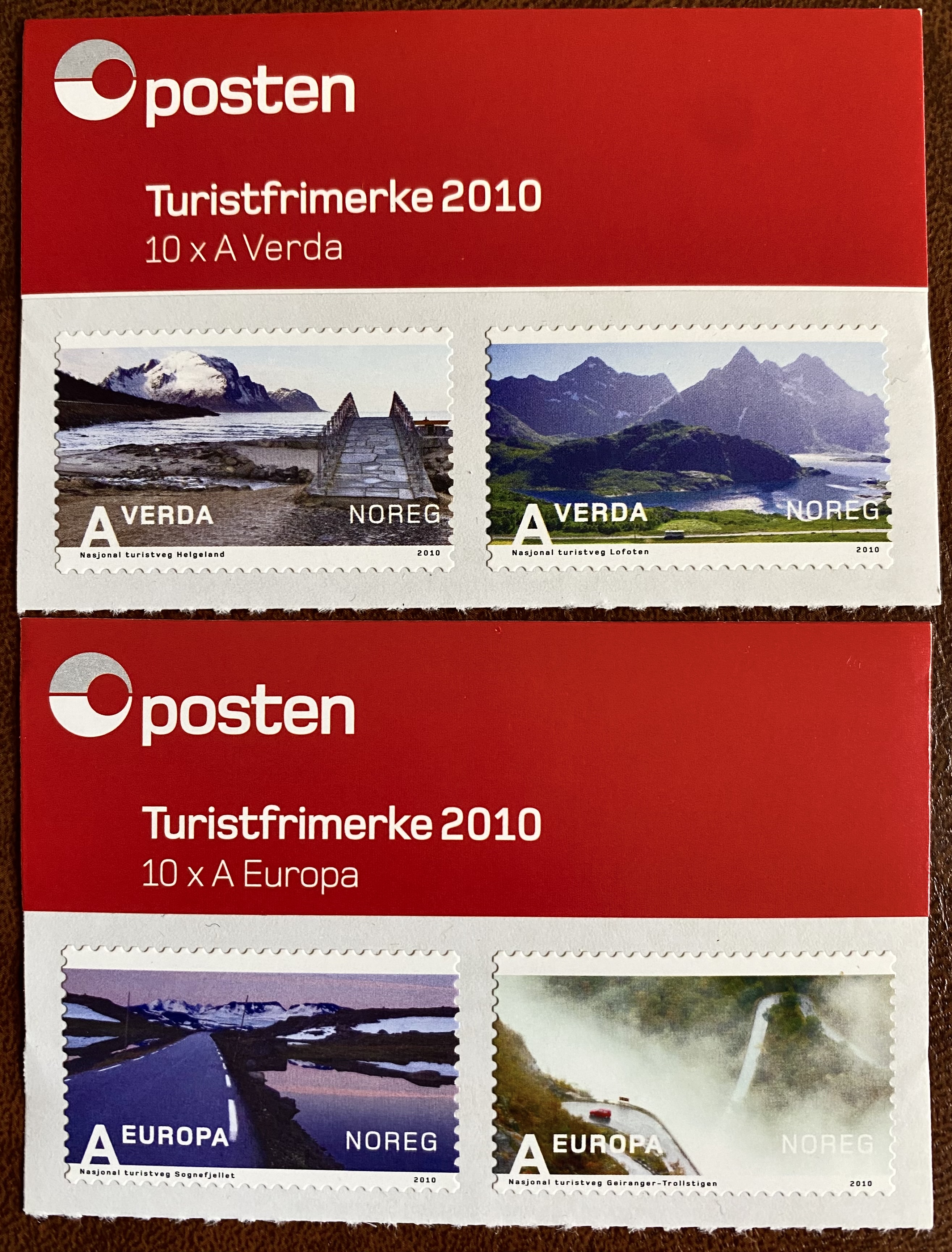 4 Turistmerker År 2010 ** Postfrisk med topp fra hefte