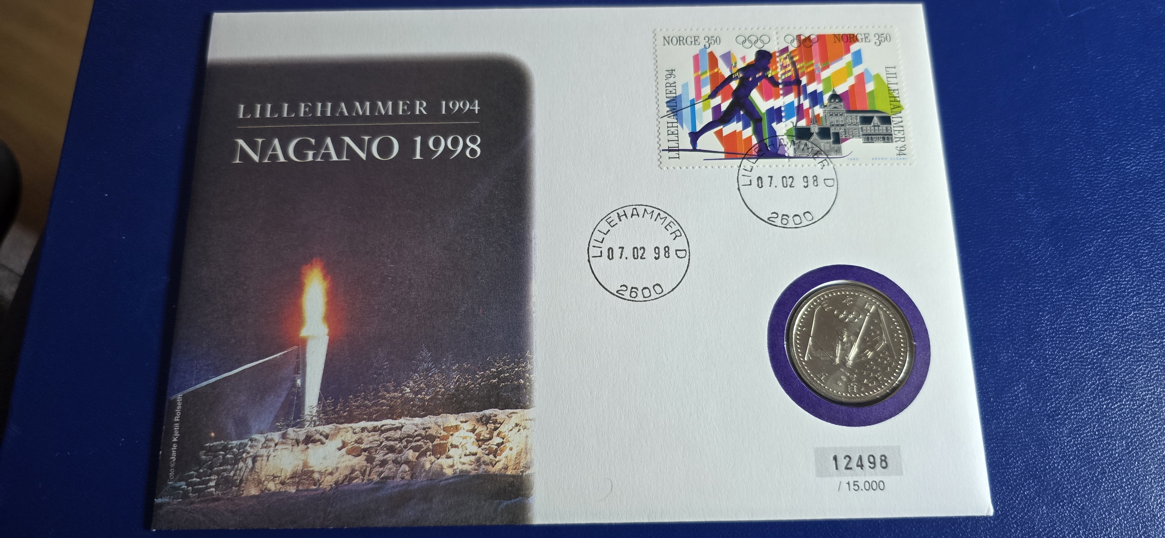 MYNTBREV NAGANO OL 1998 LILLEHAMMER 500 YEN JAPAN