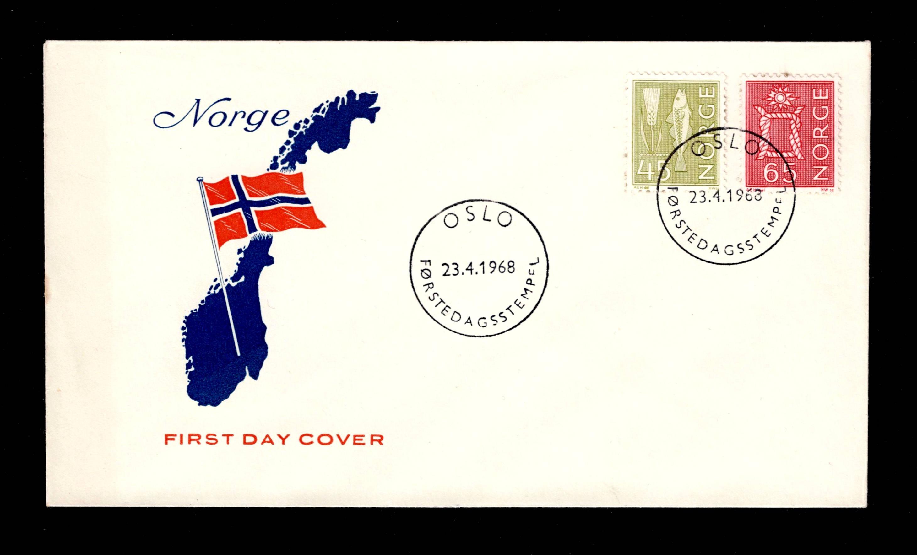 FDC 1968 NK604-605 Bruksmerker vignet Flaggtype 5