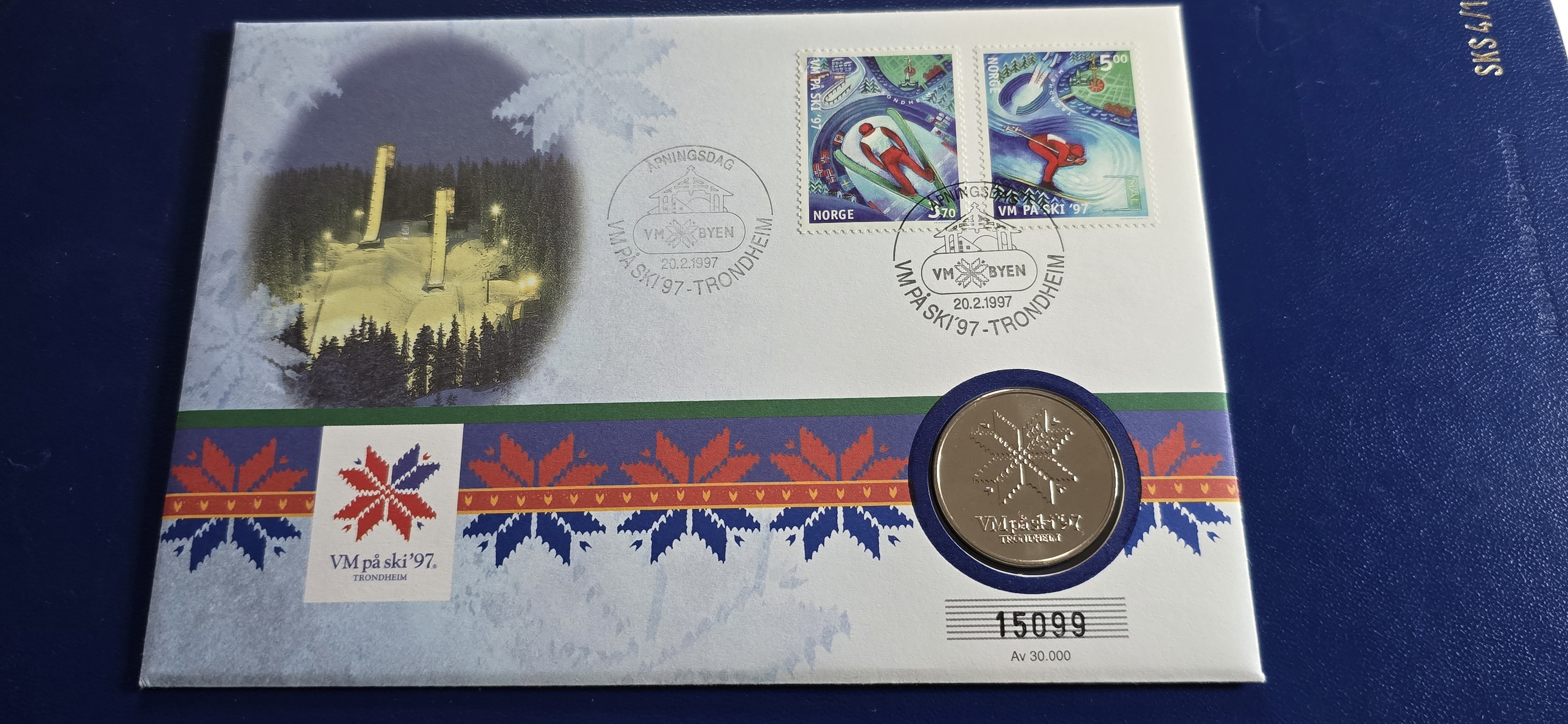 MYNTBREV VM PÅ SKI 1997 TRONDHEIM - MEDALJE