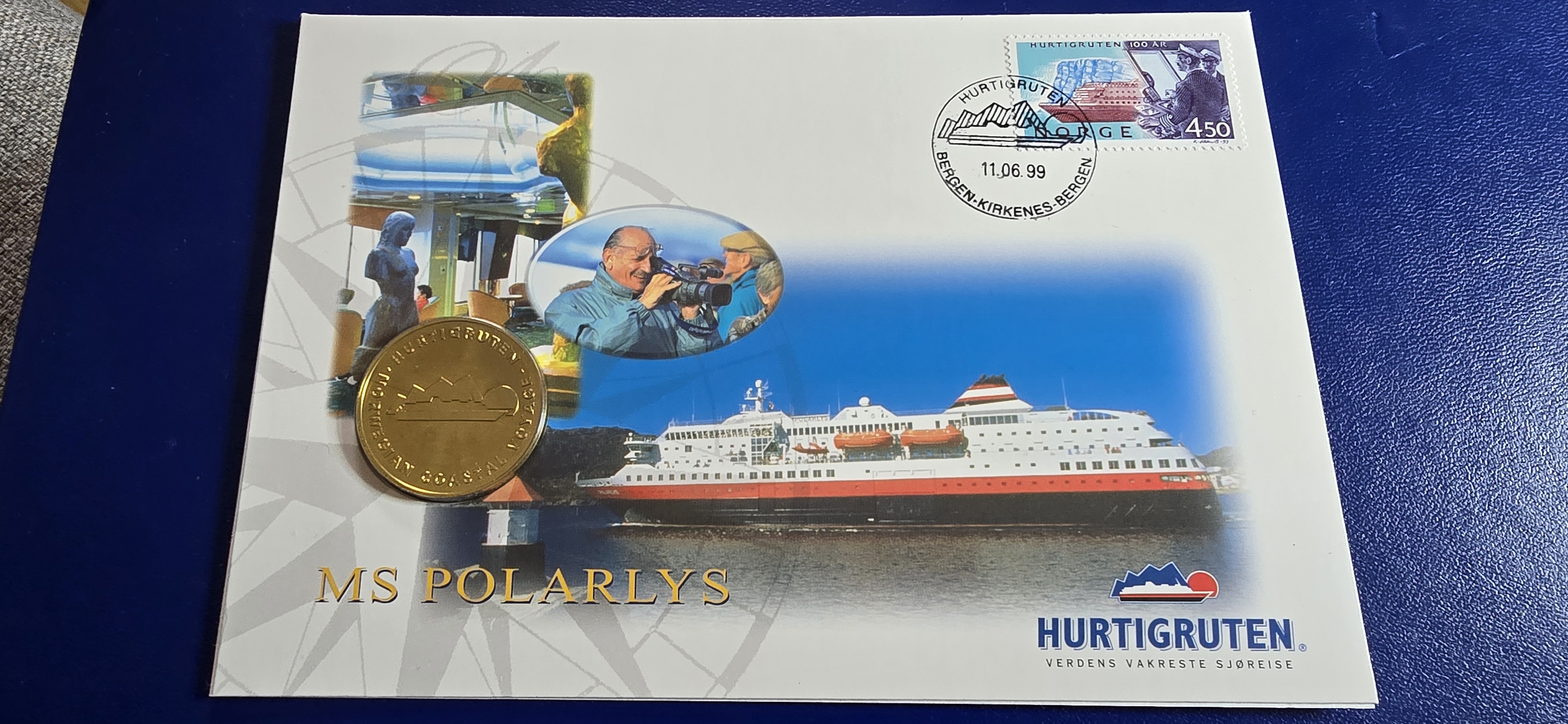 MYNTBREV HURTUGRUTEN M/S POLARLYS 1999 MEDALJE