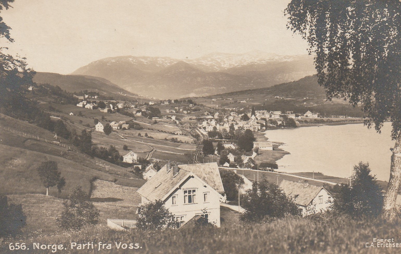 Gammelt kort : Parti fra Voss . Erichsen 656 Småf