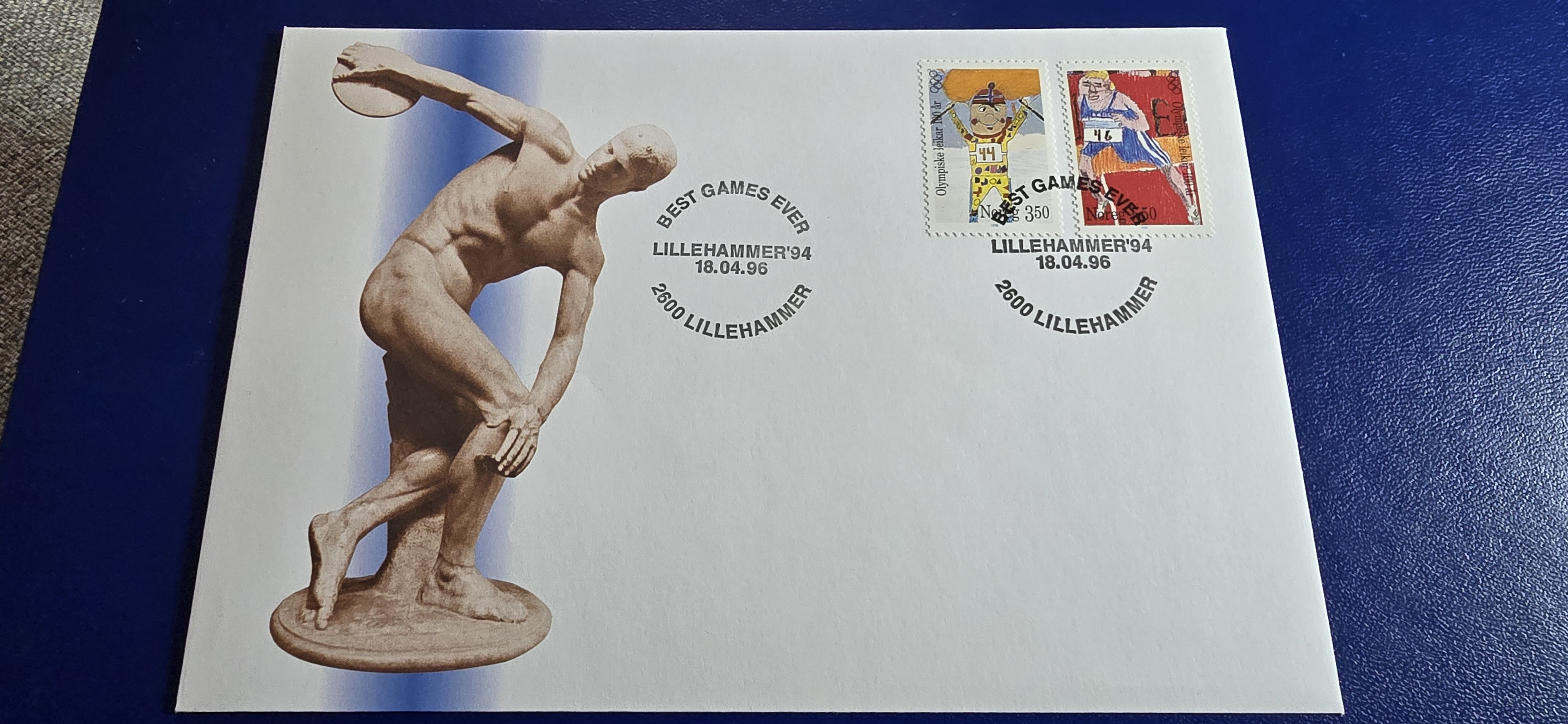 FDC OL 100ÅR NK 1255-6 LILLEHAMMER 18.04.96