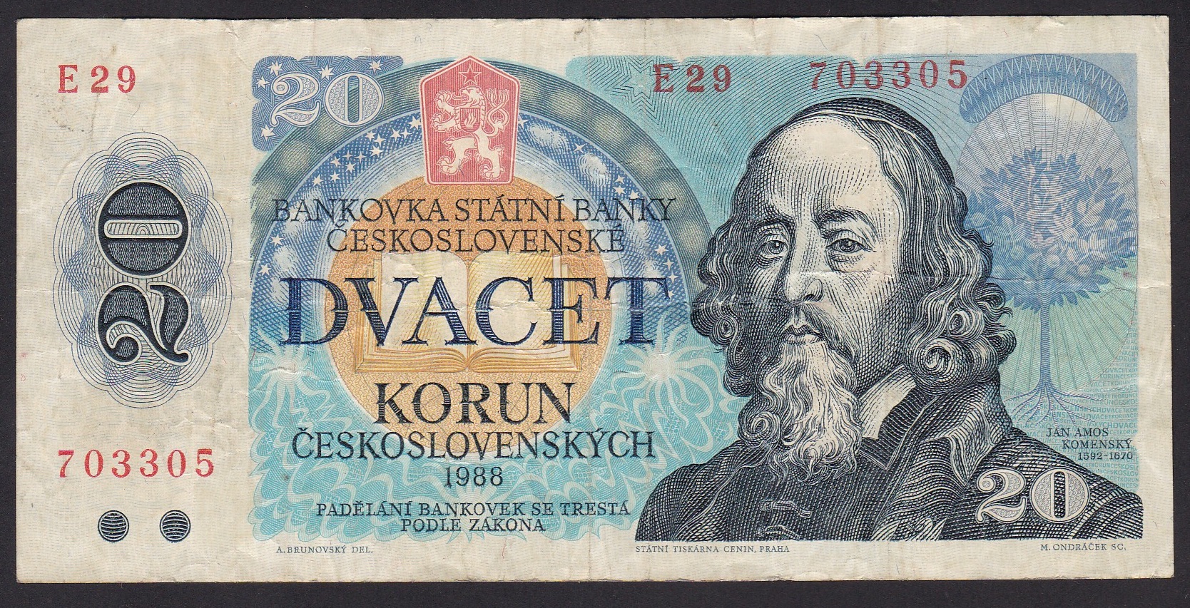 Tsjekkoslovakia . 1988. 20 Korun