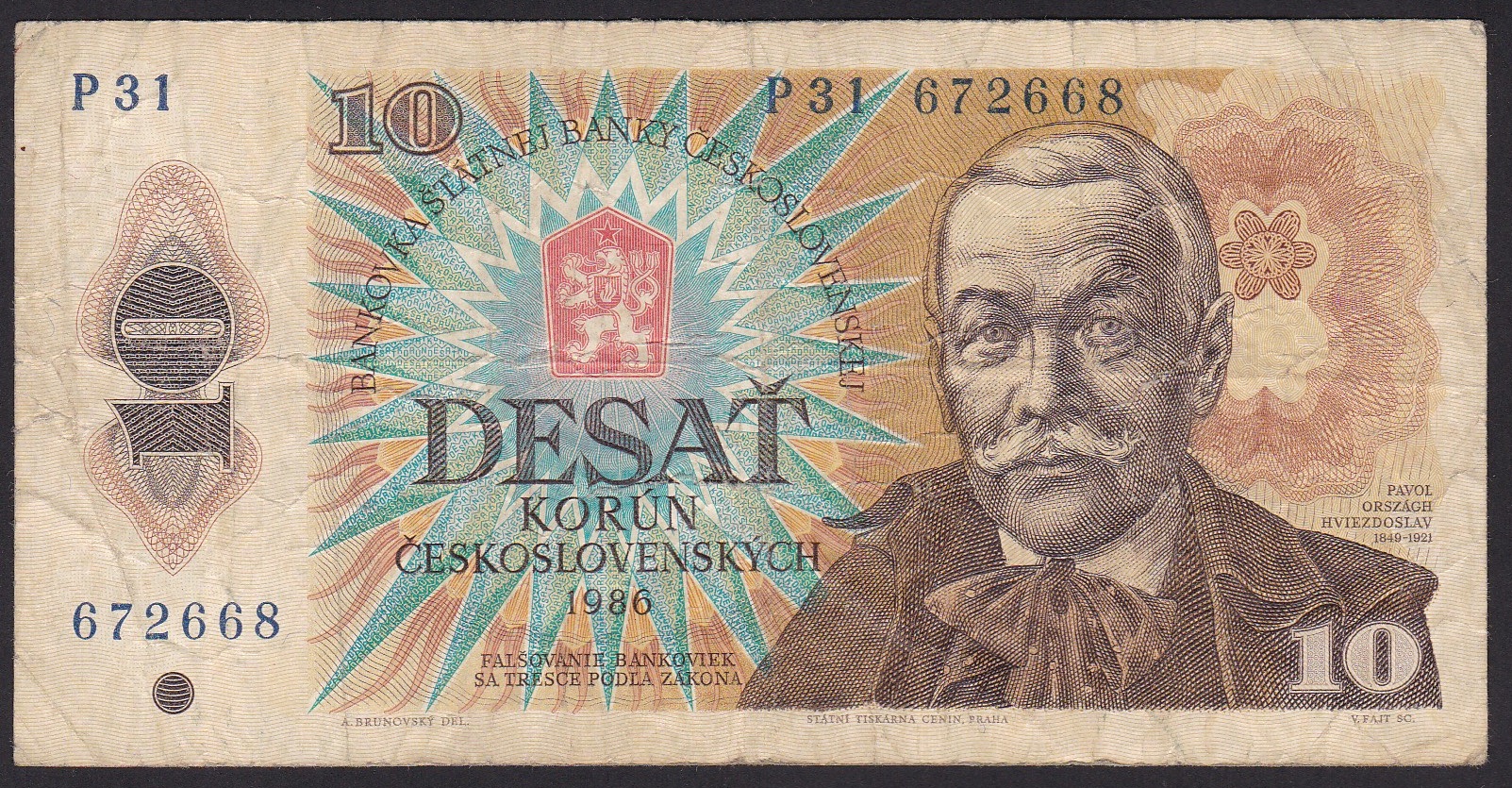 Tsjekkoslovakia . 1986. 10 Korun