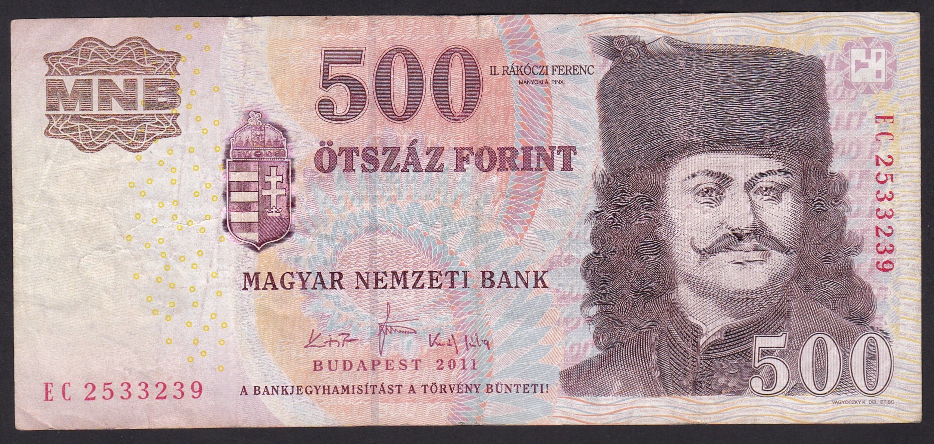 Ungarn . 2011. 500 Forint .  MNB
