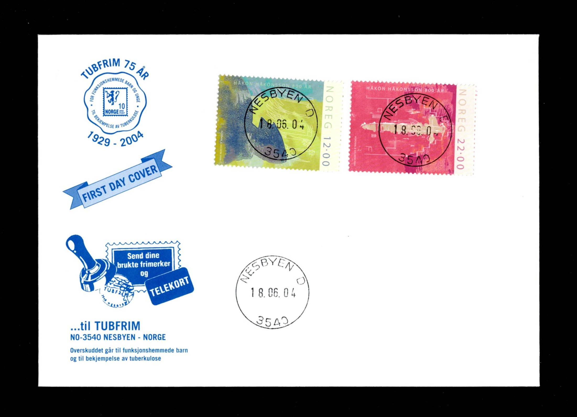 FDC 2004 NK1540-41 NESBYEN vignet Tubfrim