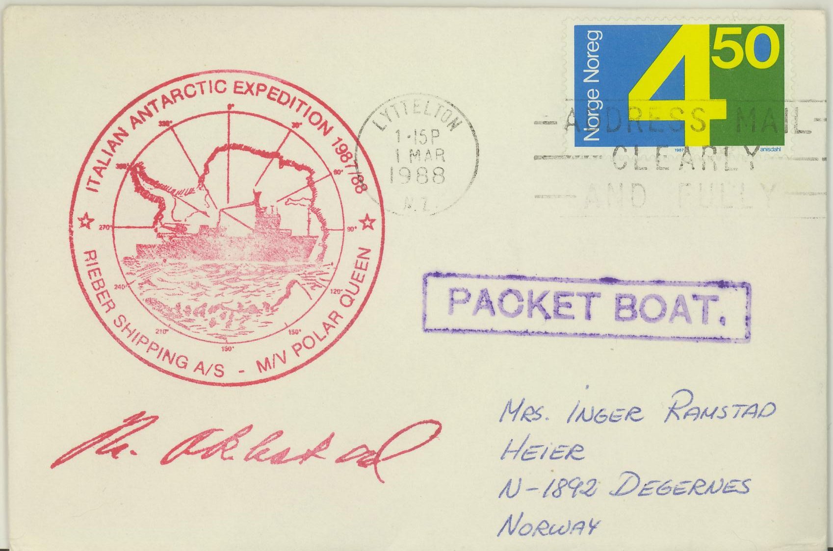 ITALIAN ANTARCTIC EXPEDITION 1987/88 - PAQUEBOT