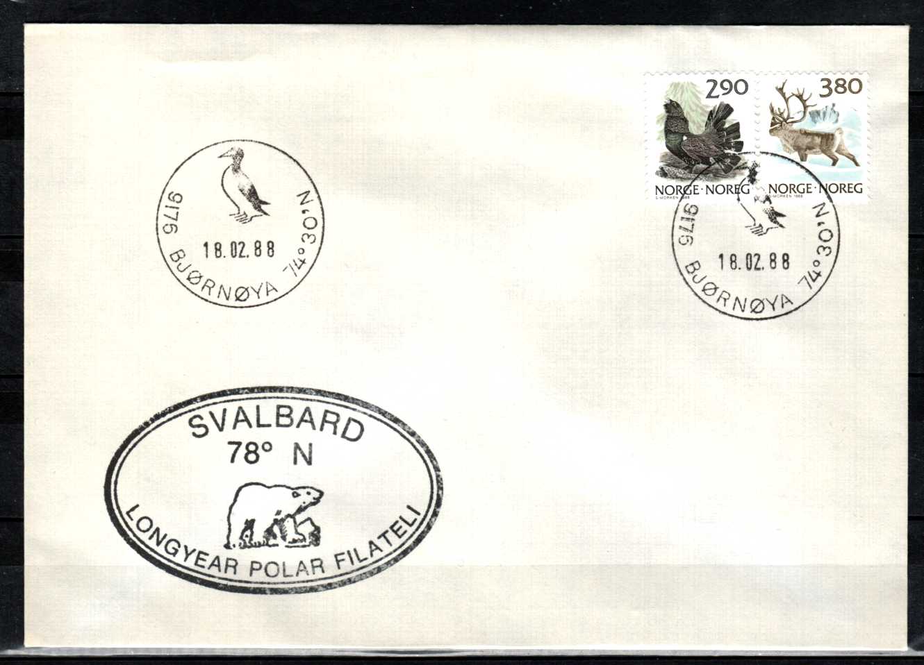 FDC HK 1034-35 stemplet Bjørnøya