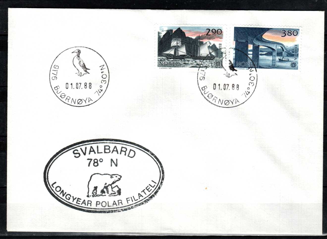 FDC HK 1044-45 stemplet Bjørnøya