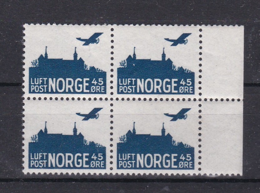 Luftpost II ( NK 212) 4-blokk postfrisk