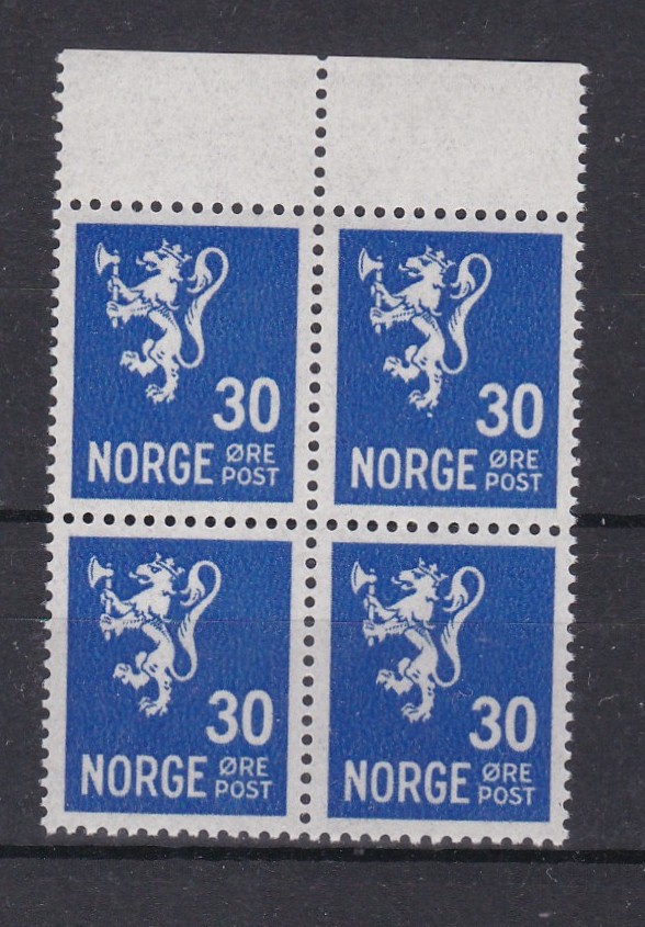 Løve 30 øre ( NK 248) 4-blokk postfrisk