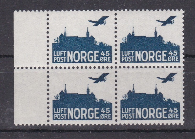 Luftpost III ( NK 253) 4-blokk postfrisk