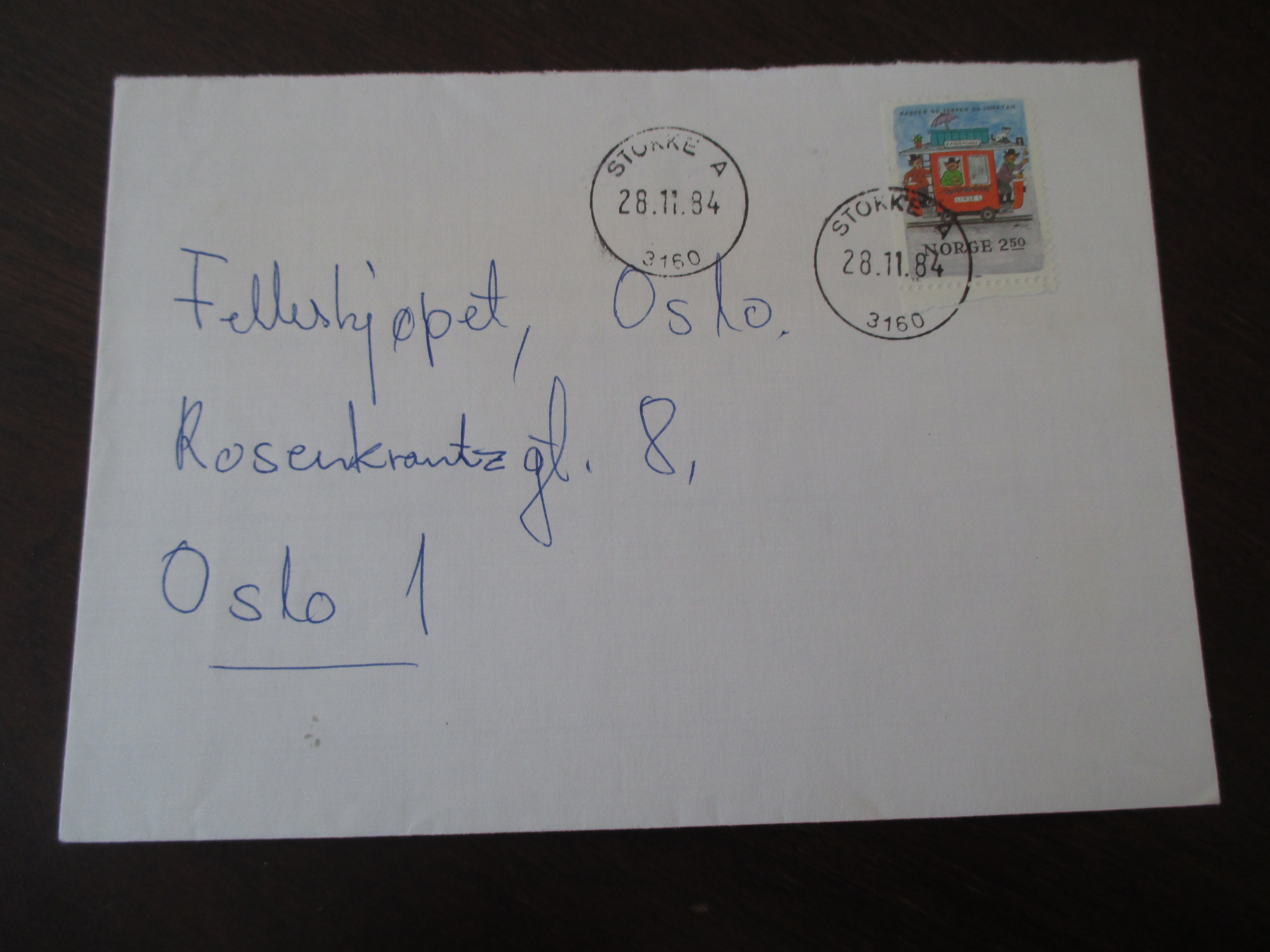Brev st. Stokke A 28.11.1984. (I25N)