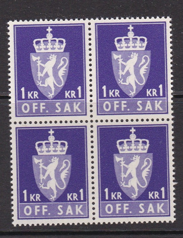 Tjm 1 Kr ( Tjm 95 ) 4-blokk postfrisk